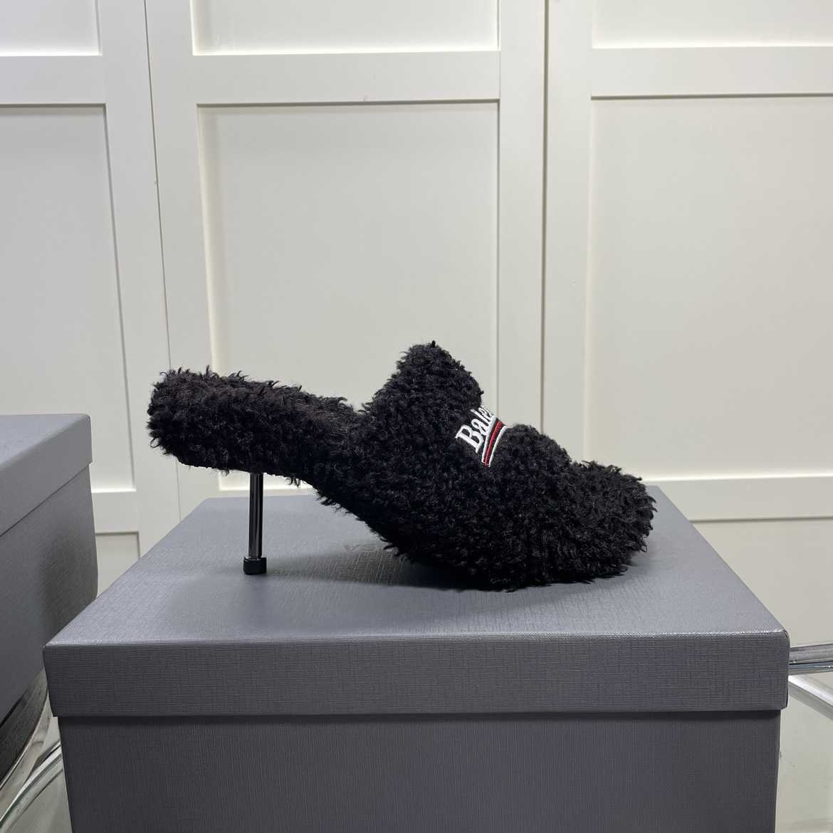 Balenciaga Furry Sandals In Black - DesignerGu