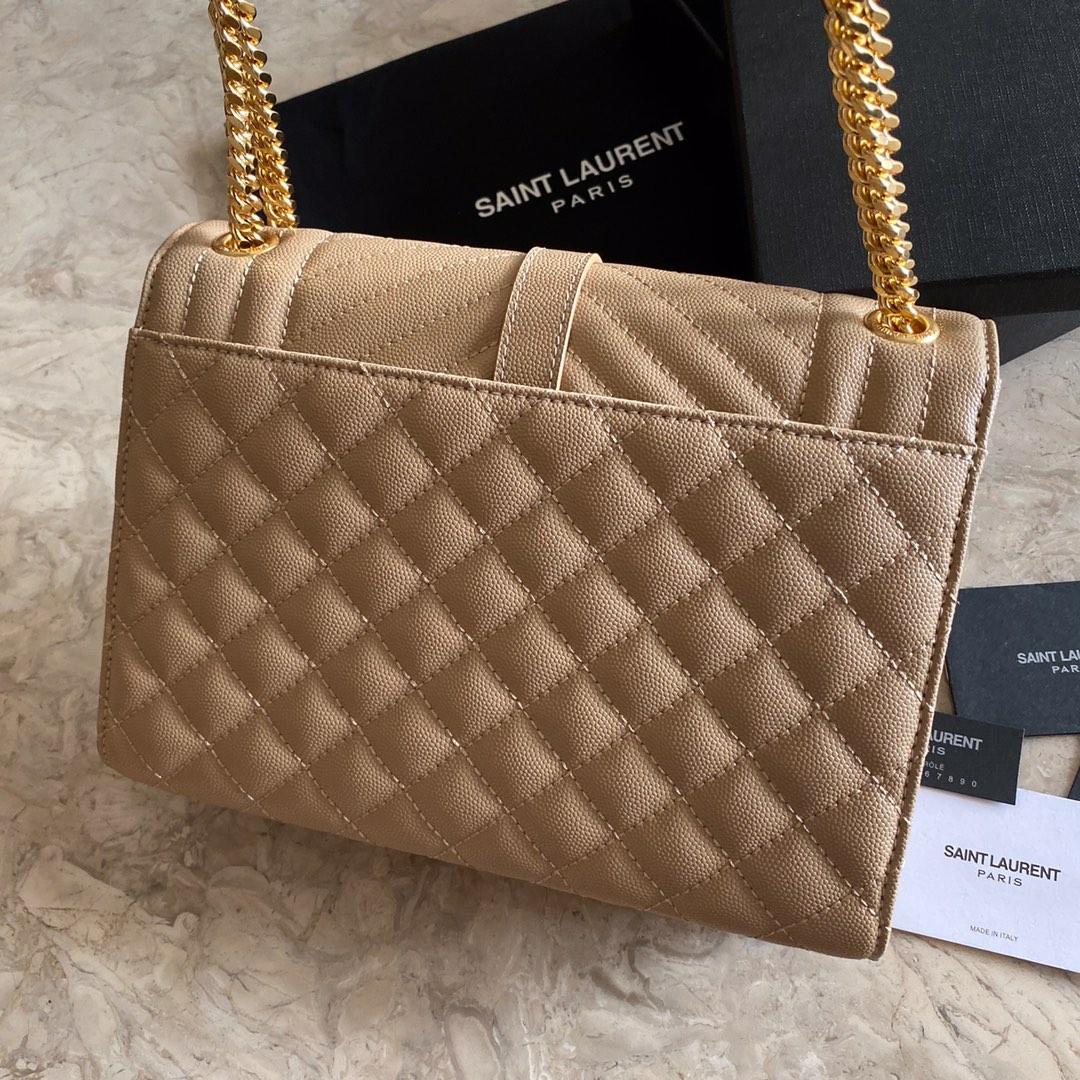 Saint Laurent Envelope Medium In Quilted Grain De Poudre Embossed Leather - DesignerGu