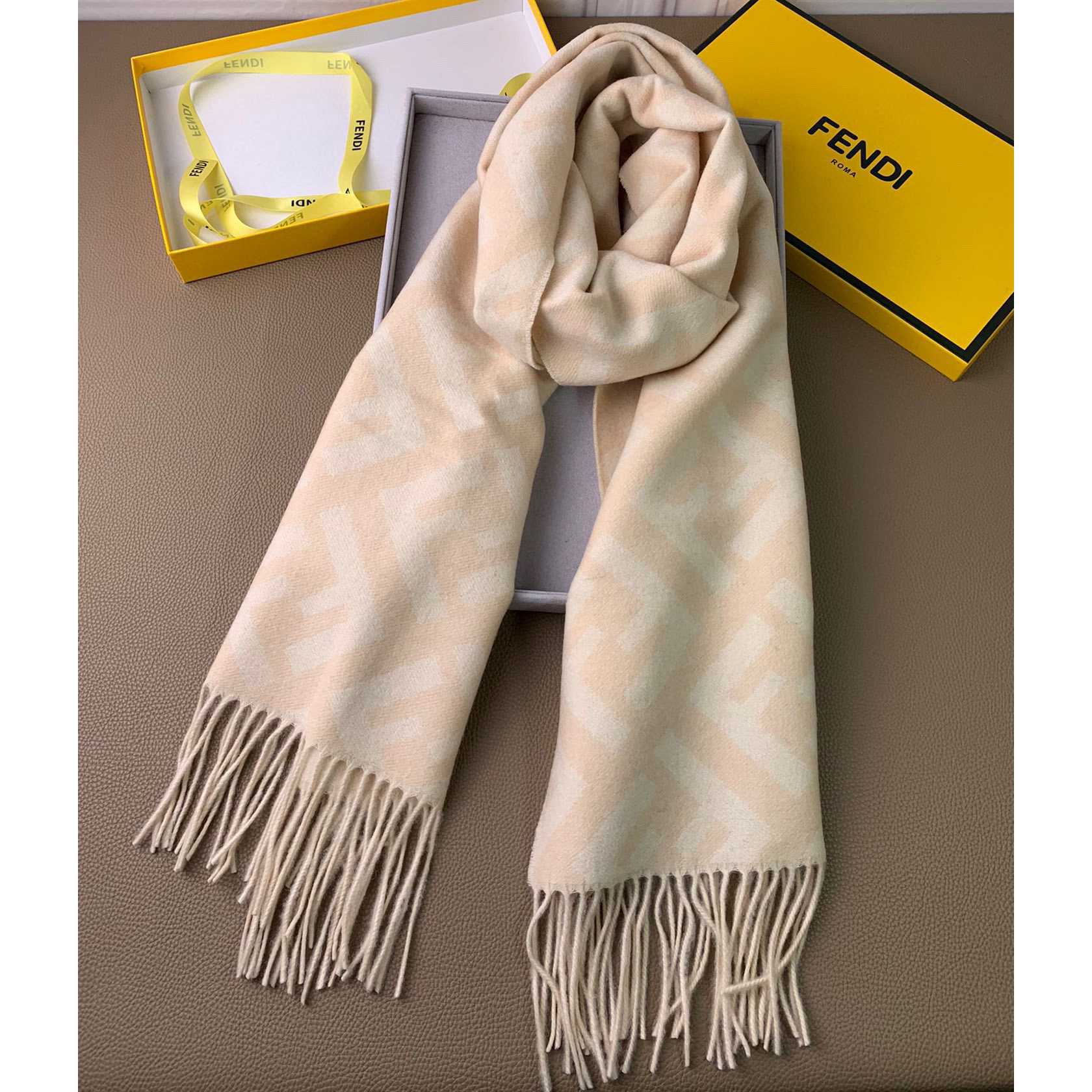 Fendi Pale Pink Cashmere Scarf - DesignerGu