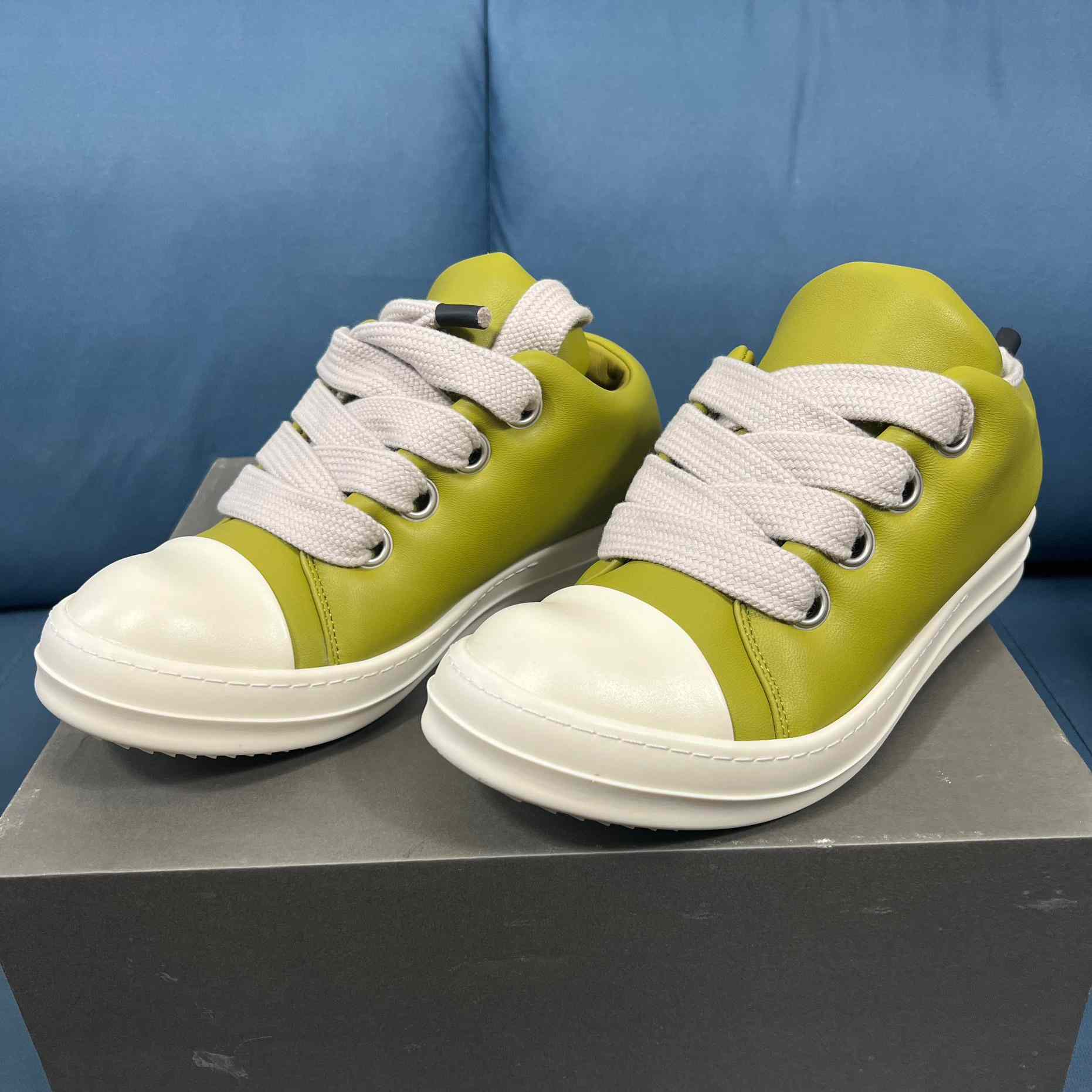 Rick Owens Green Jumbo Lace Padded Low-top Sneakers - DesignerGu