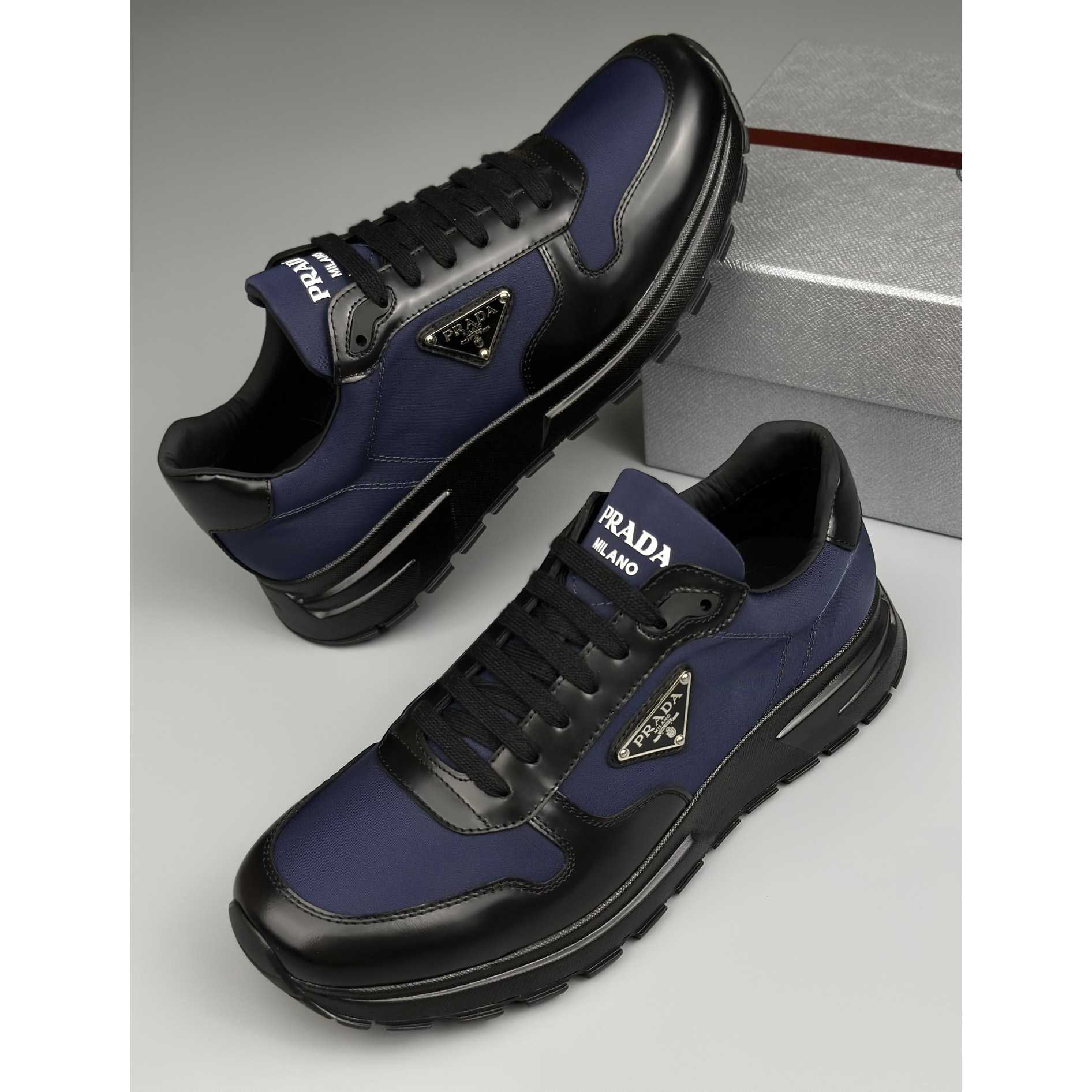 Prada Re-Nylon And Brushed Leather Sneakers - DesignerGu