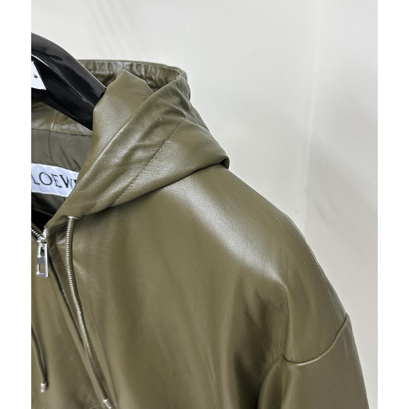 Loewe Zip-up Padded Hoodie In Nappa Lambskin - DesignerGu