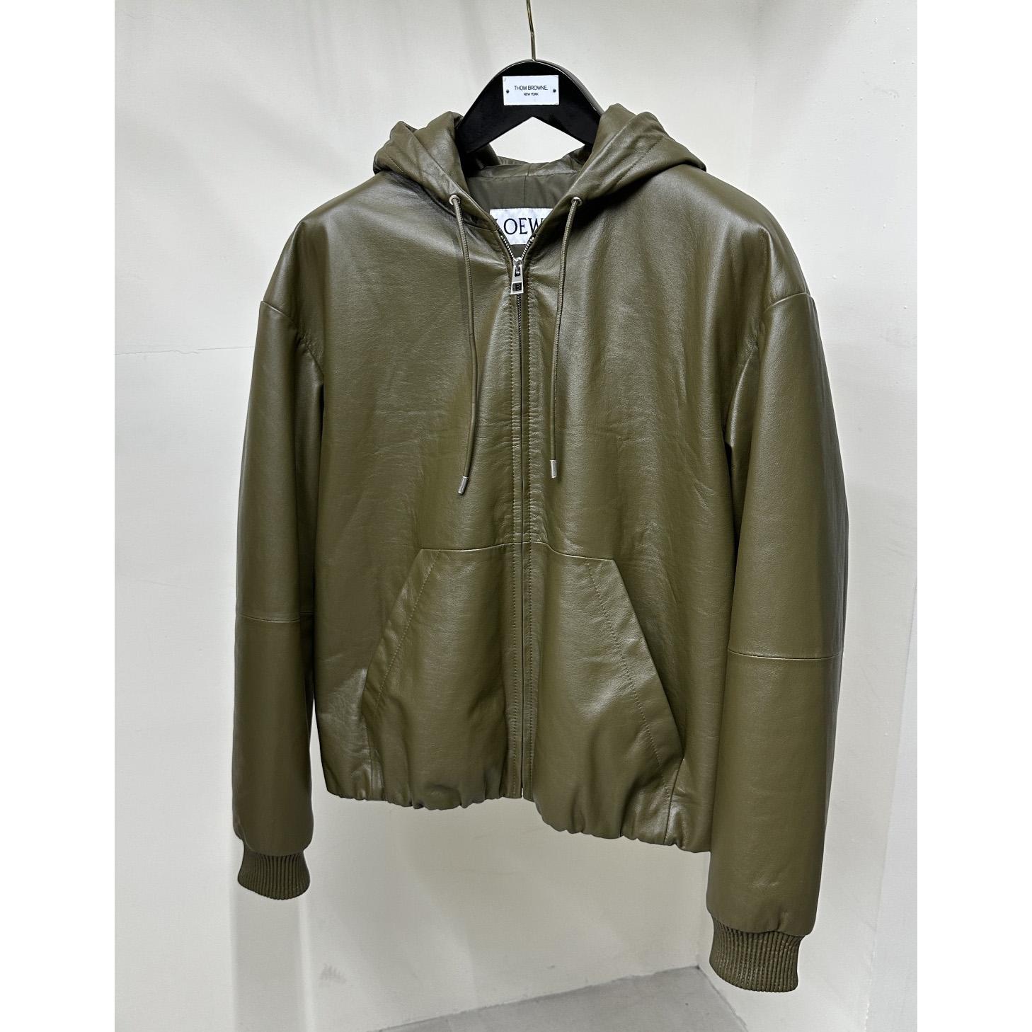 Loewe Zip-up Padded Hoodie In Nappa Lambskin - DesignerGu