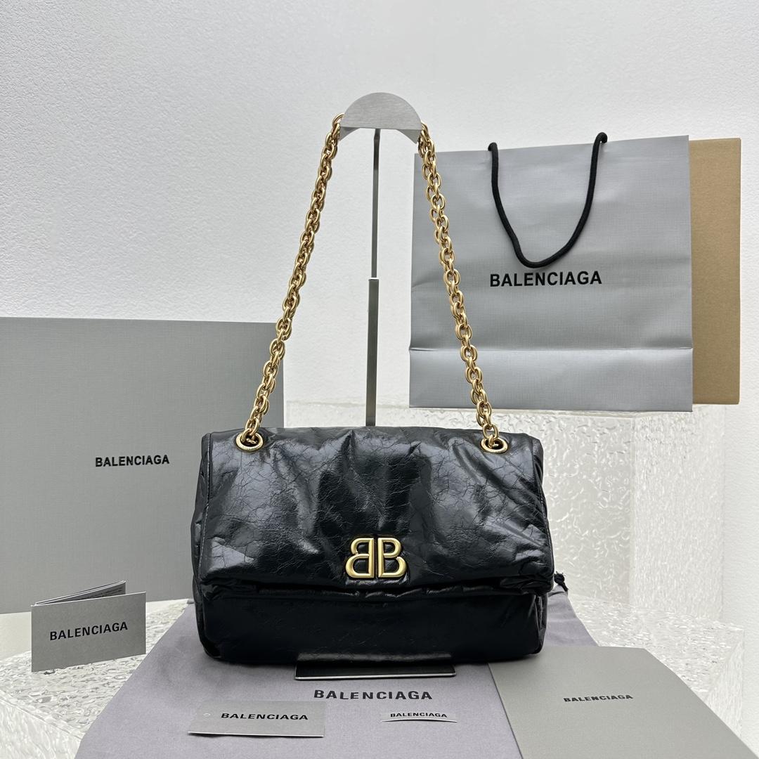 Balenciaga Monaco Small Chain Bag In Black - DesignerGu