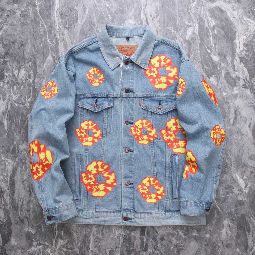 Denim Tears x OffSet Cotton Wreath Denim Jacket - DesignerGu