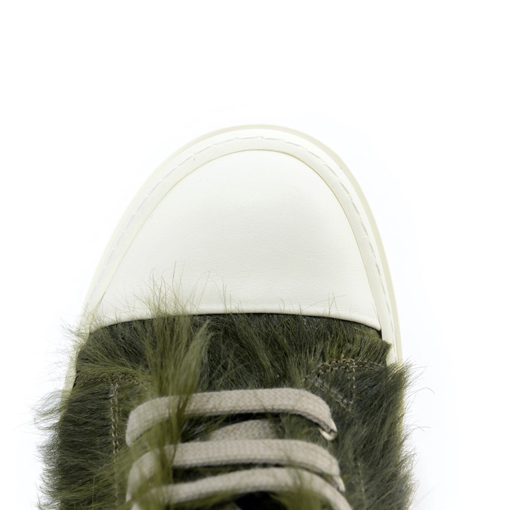 Rick Owens Green Pony Hair Low Sneakers - DesignerGu