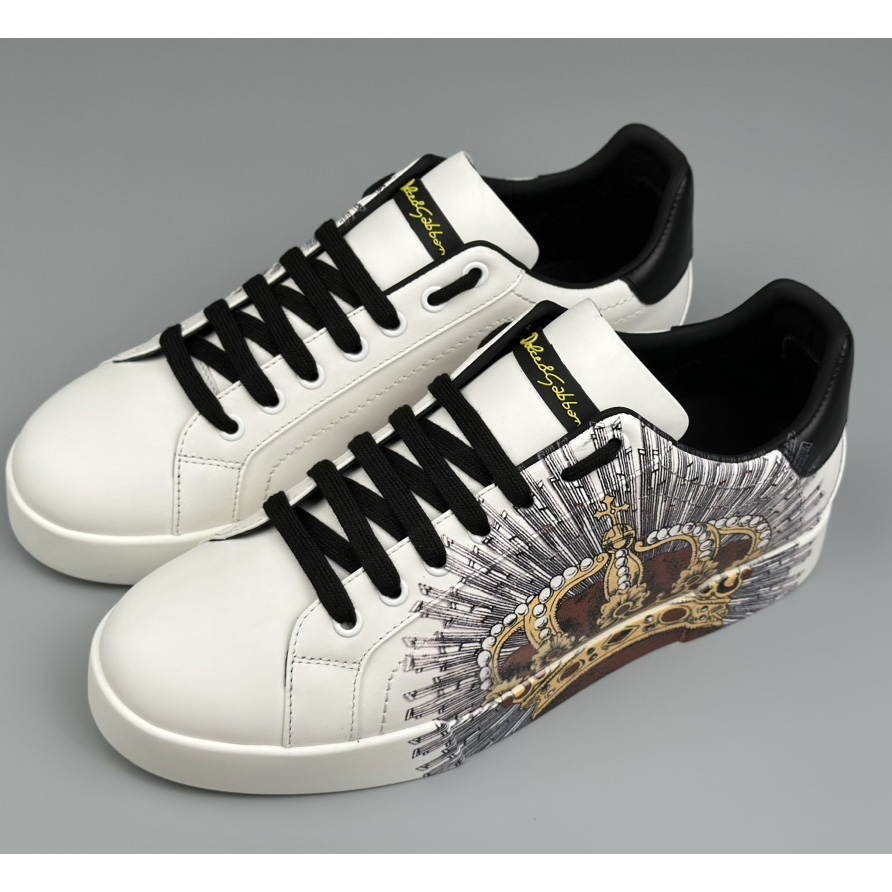 Dolce & Gabbana White Portofino Crown Sneakers - DesignerGu