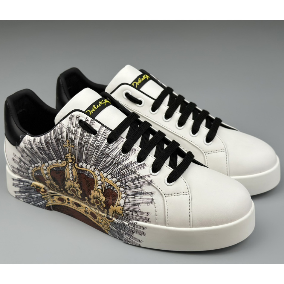 Dolce & Gabbana White Portofino Crown Sneakers - DesignerGu