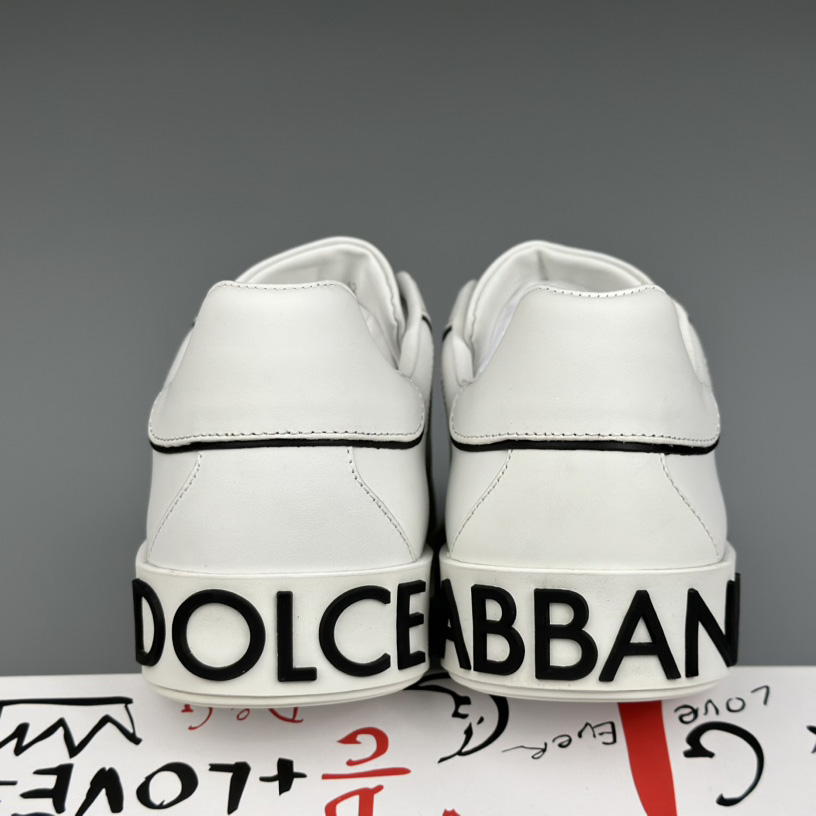 Dolce & Gabbana Calfskin Portofino Sneakers With DG Logo - DesignerGu