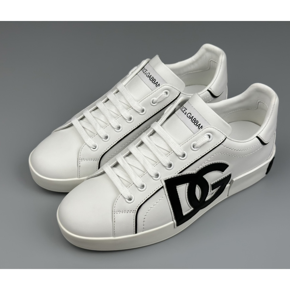 Dolce & Gabbana Calfskin Portofino Sneakers With DG Logo - DesignerGu