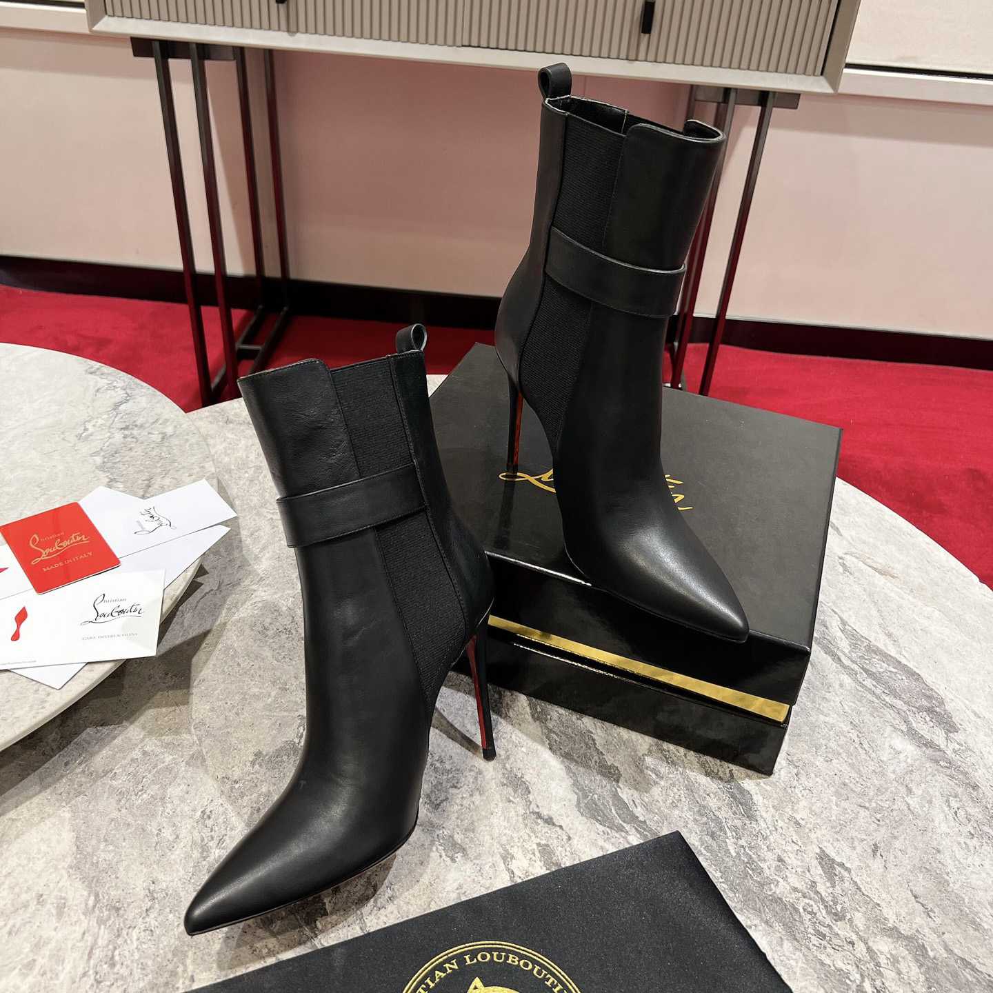 Christian Louboutin Black Cl Chelsea Booty 100 - DesignerGu