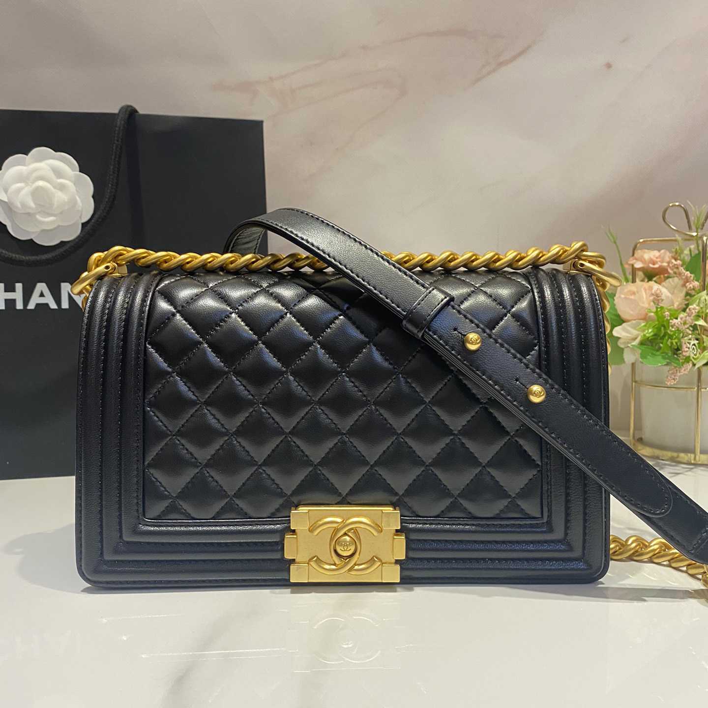 Chanel Leboy Old Medium Caviar With Brushed Gold Hardware  25cm - DesignerGu