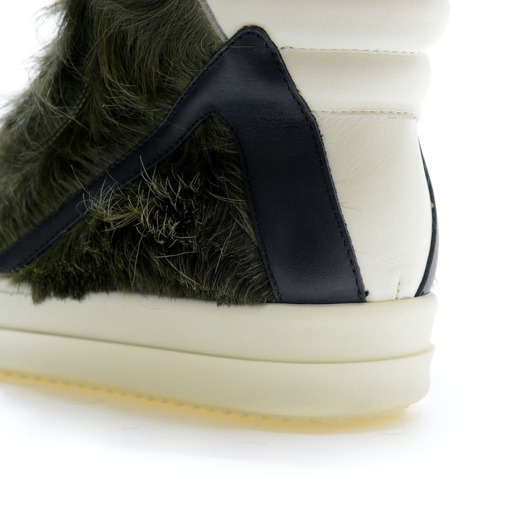 Rick Owens Green Pony Hair High Sneakers - DesignerGu