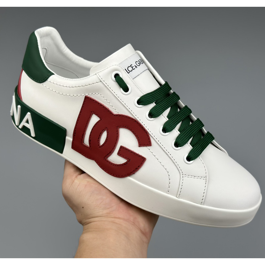 Dolce & Gabbana Calfskin Portofino Sneakers With DG Logo - DesignerGu