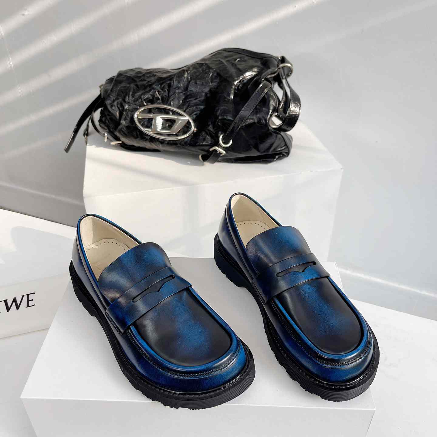 Loewe Blaze Loafer In Bicolour Brushed-off Calfskin - DesignerGu