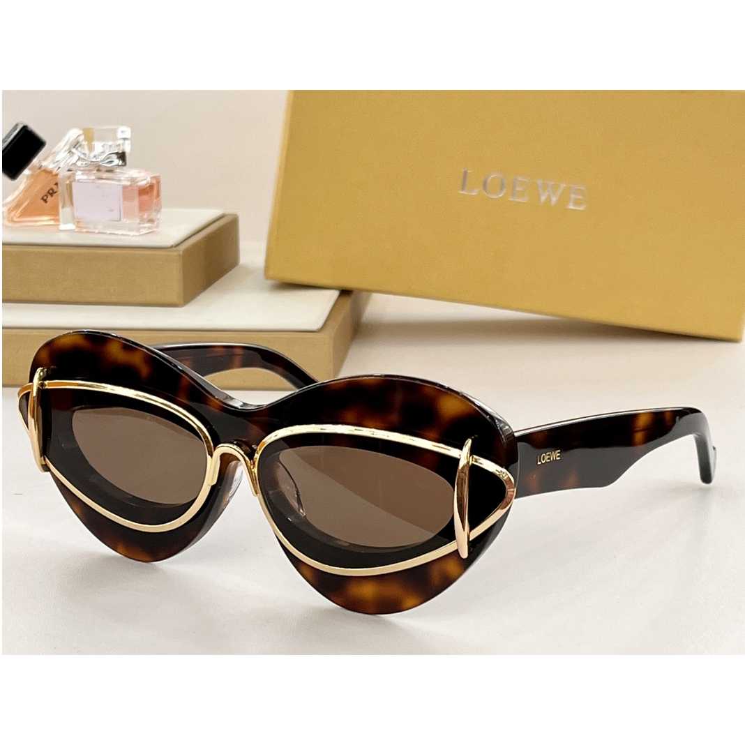 Loewe Cateye Double Frame Sunglasses In Acetate And Metal - DesignerGu