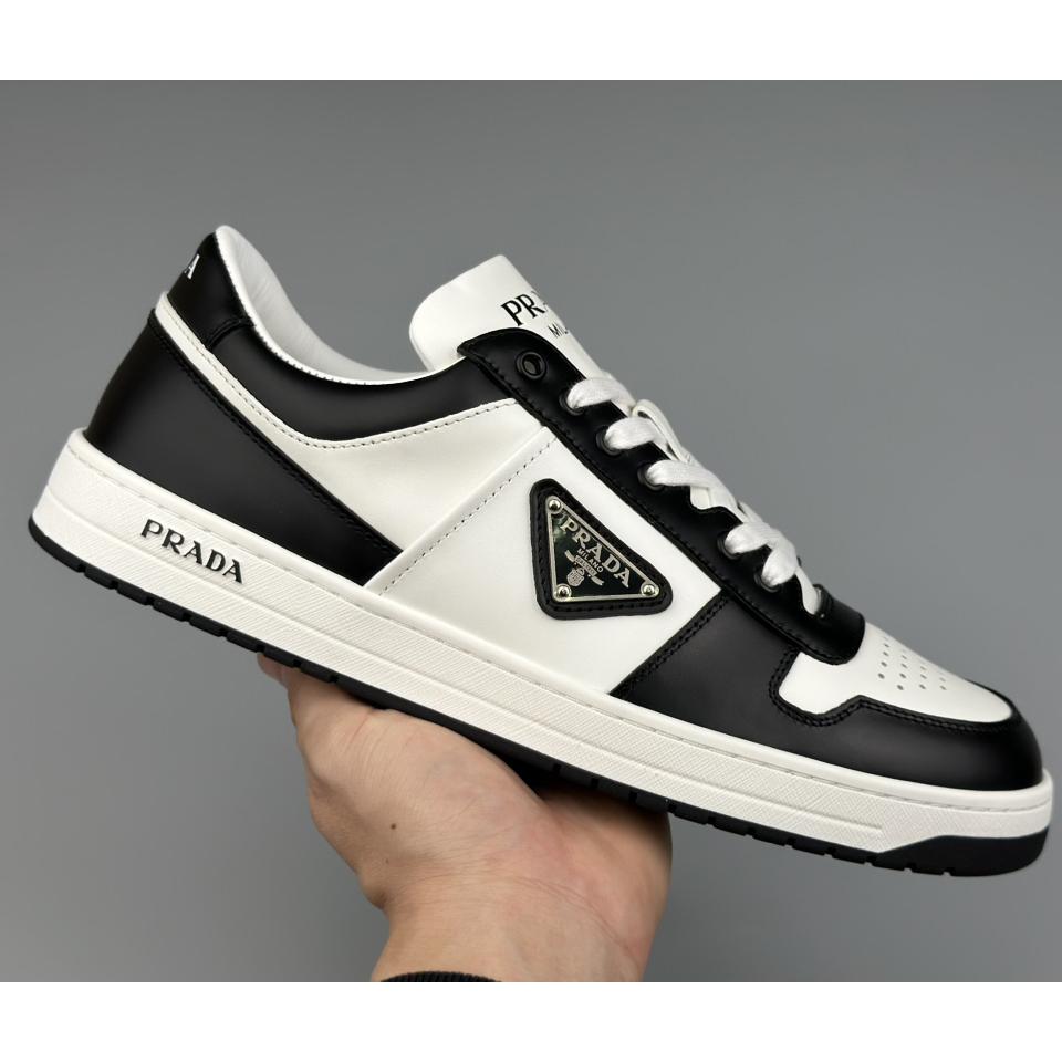 Prada Downtown Perforated Leather Sneakers - DesignerGu