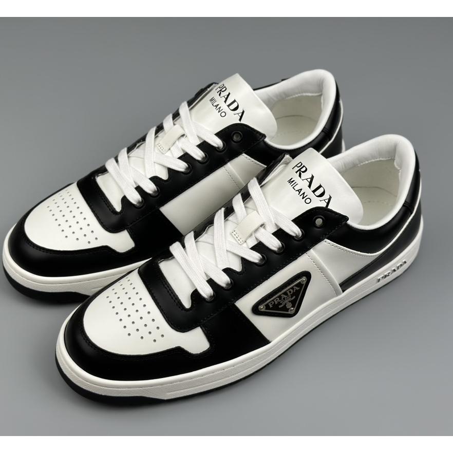 Prada Downtown Perforated Leather Sneakers - DesignerGu