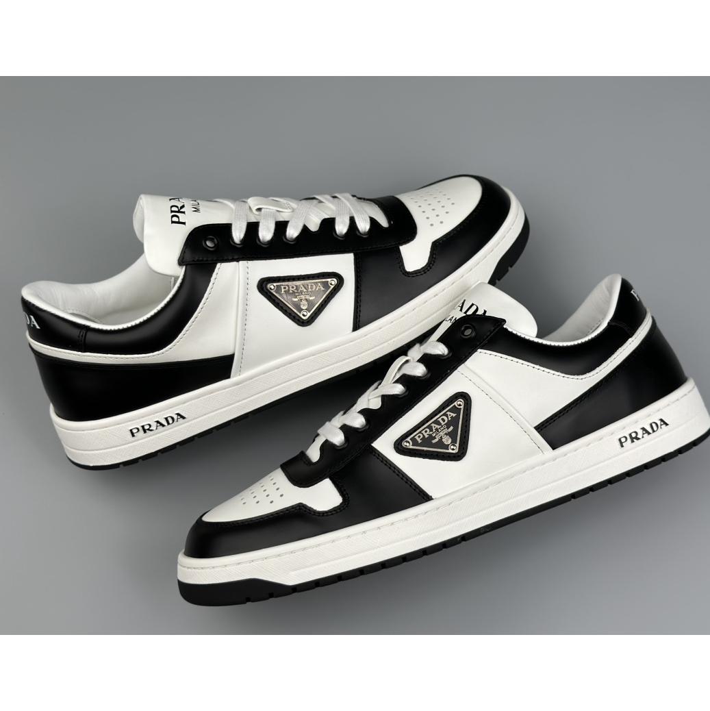 Prada Downtown Perforated Leather Sneakers - DesignerGu