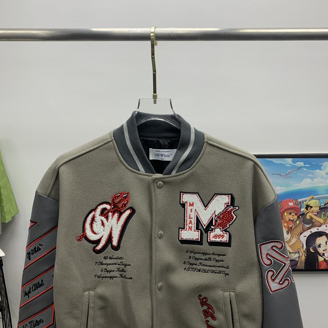 Off White C/O Ac Milan Logo Varsity - DesignerGu