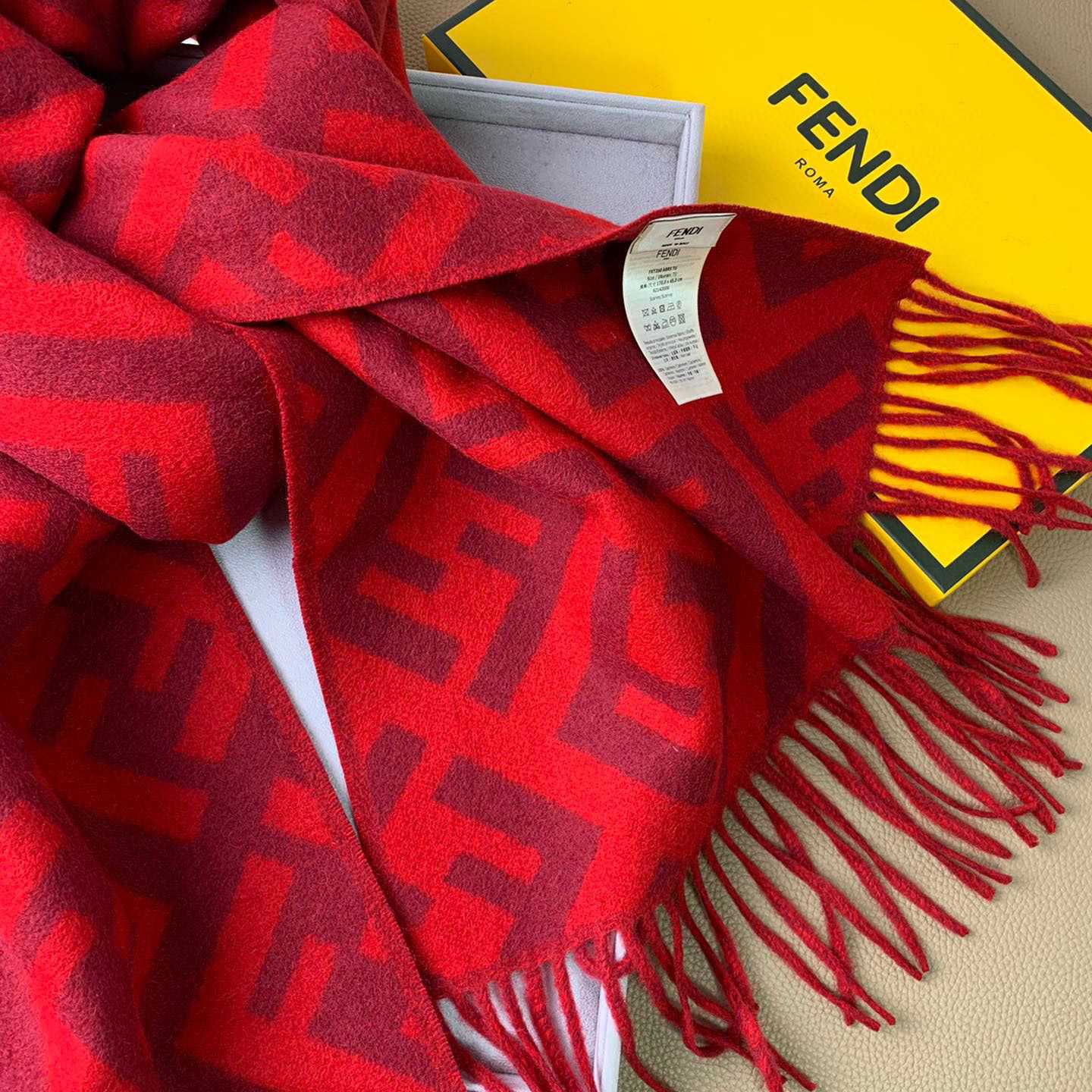 Fendi Red Cashmere Scarf - DesignerGu