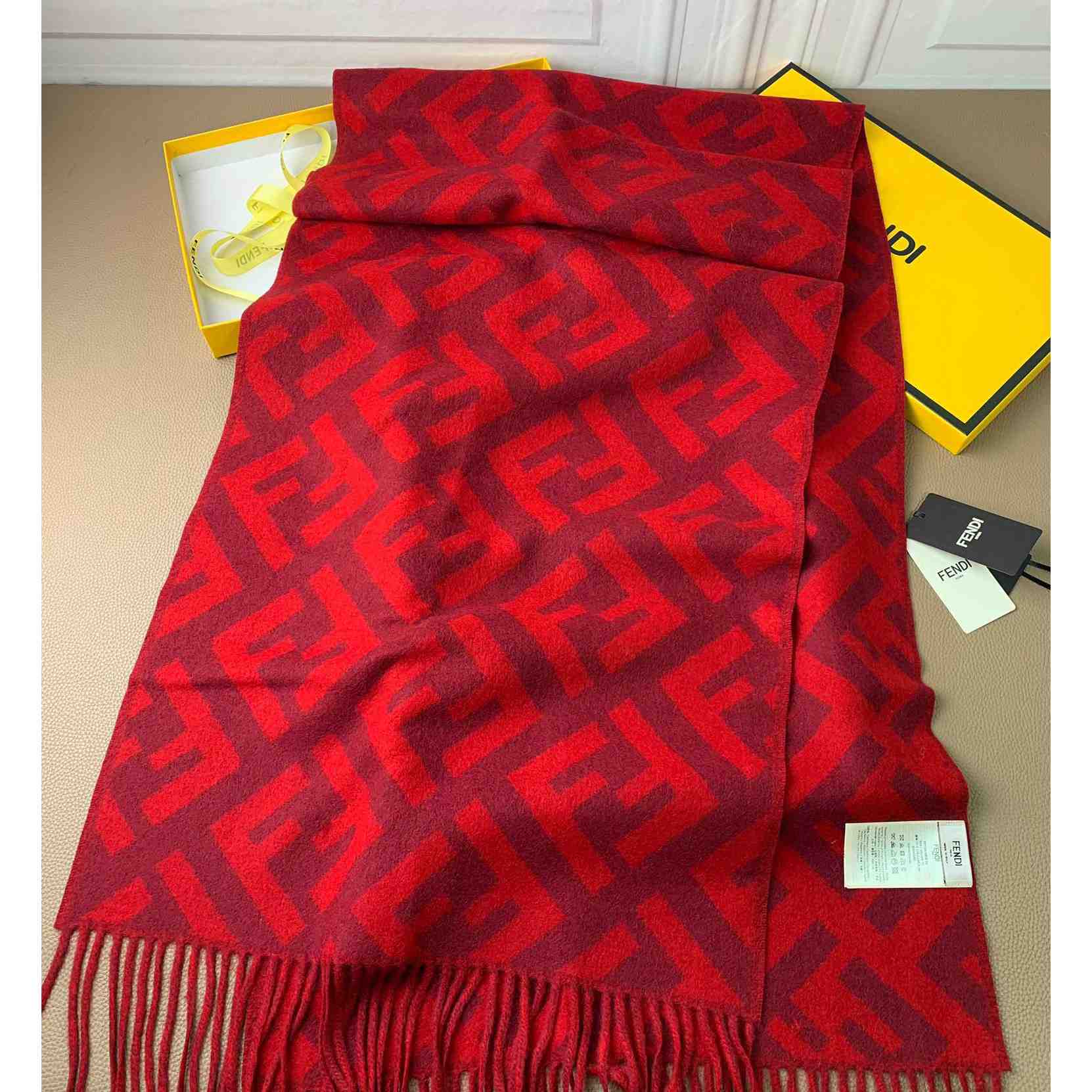 Fendi Red Cashmere Scarf - DesignerGu