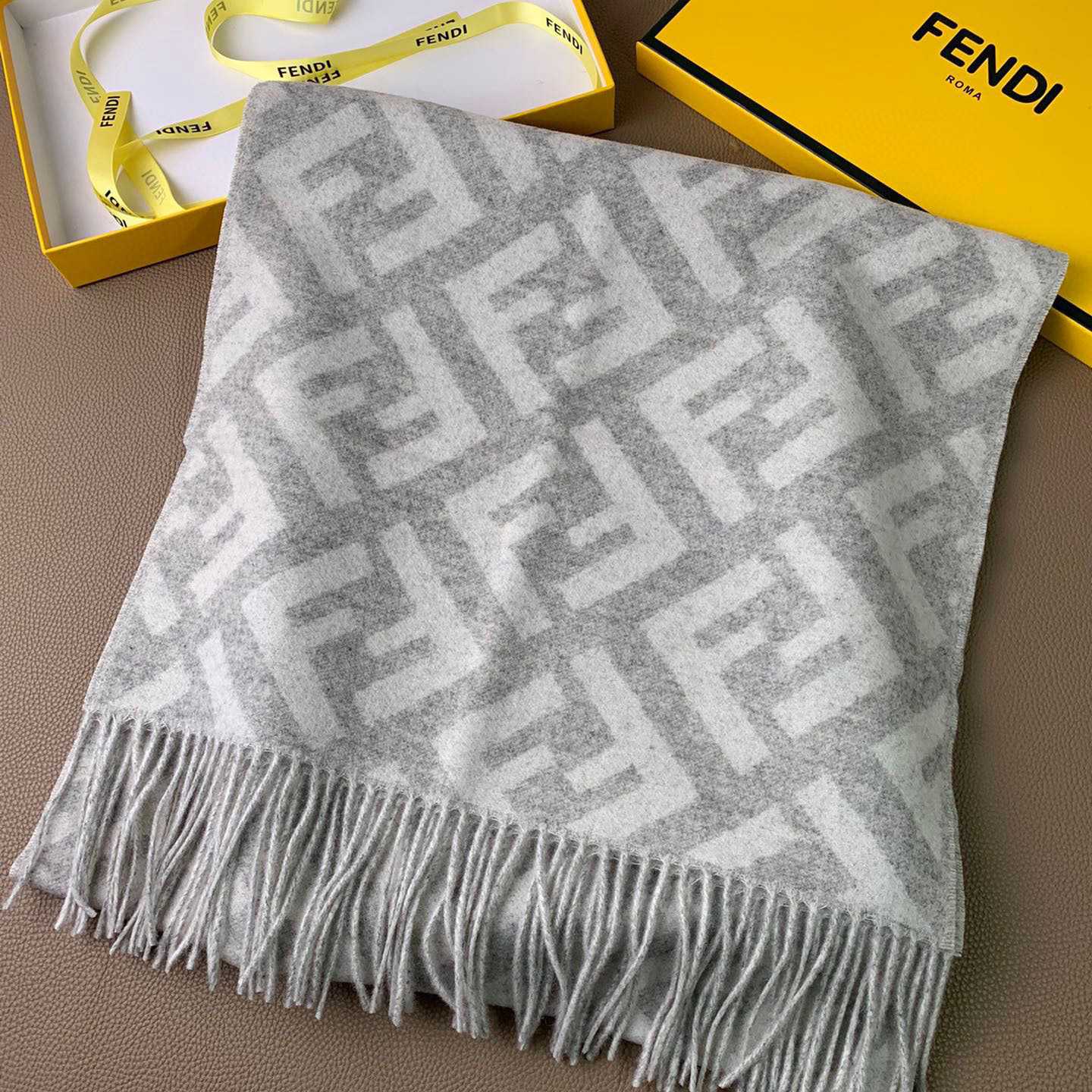 Fendi Pale Grey Cashmere Scarf - DesignerGu