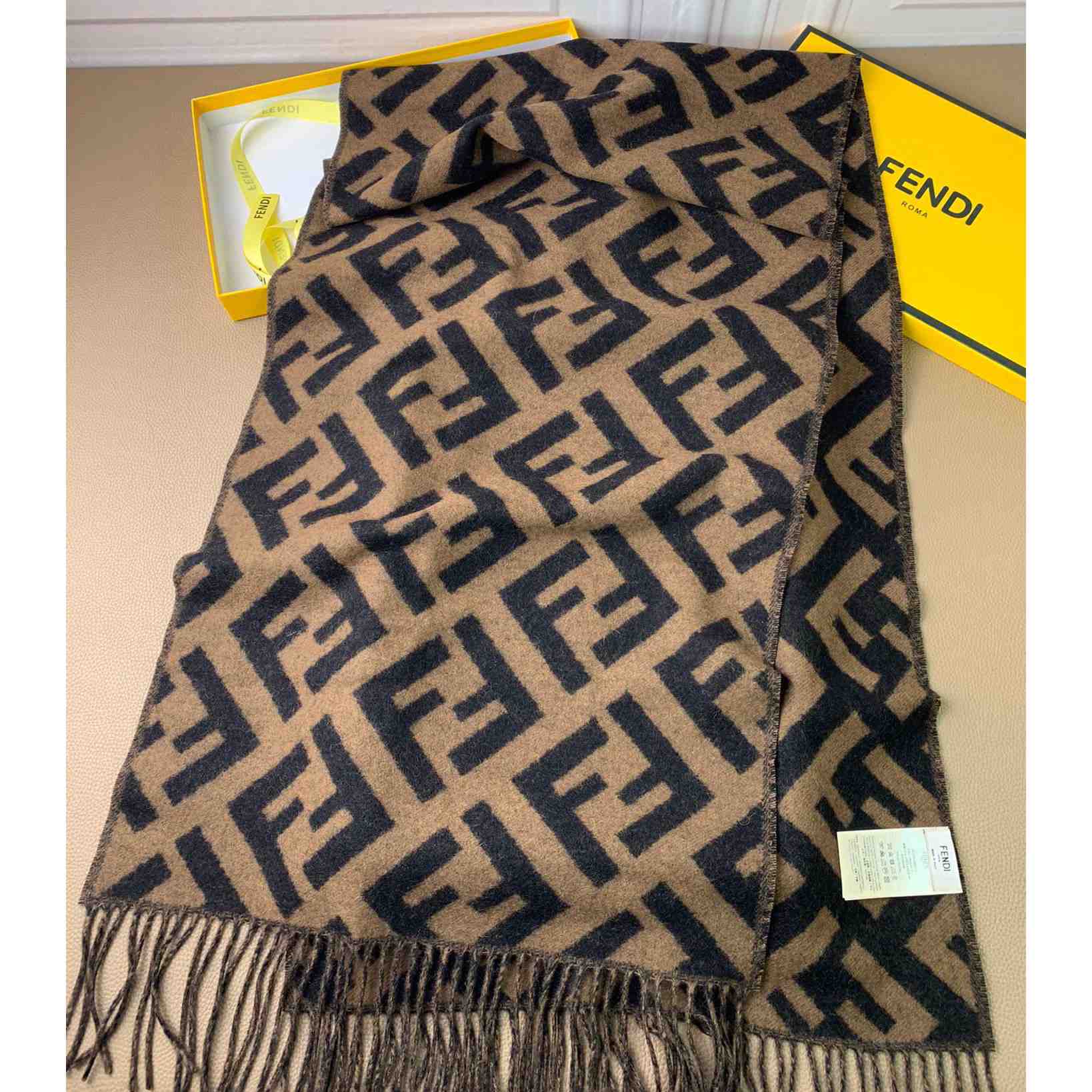 Fendi Brown Cashmere Scarf - DesignerGu