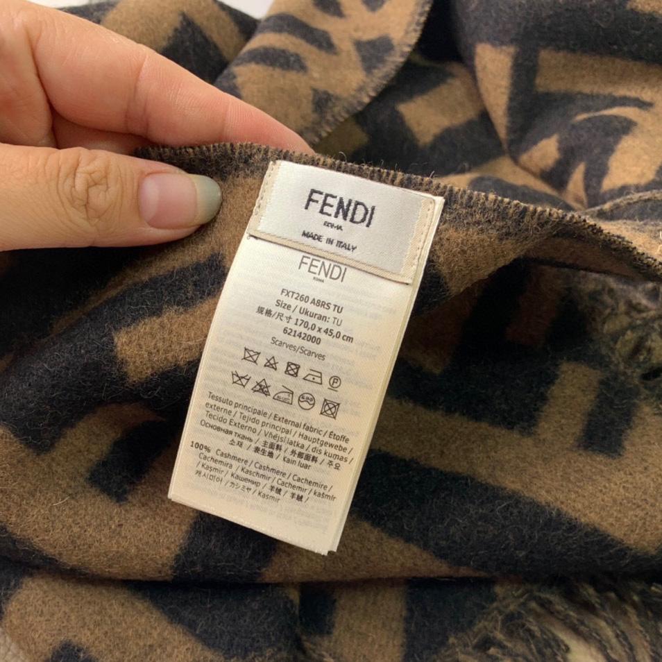 Fendi Brown Cashmere Scarf - DesignerGu