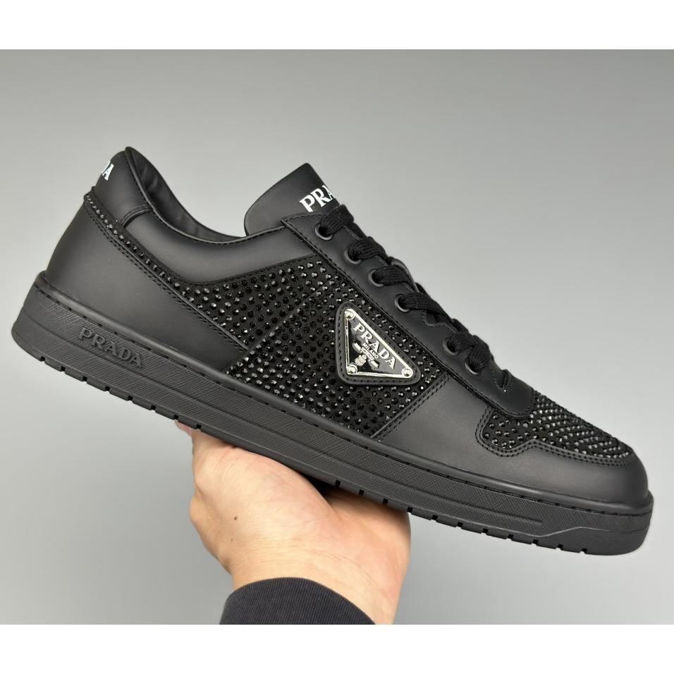 Prada Leather Sneakers With Crystals - DesignerGu