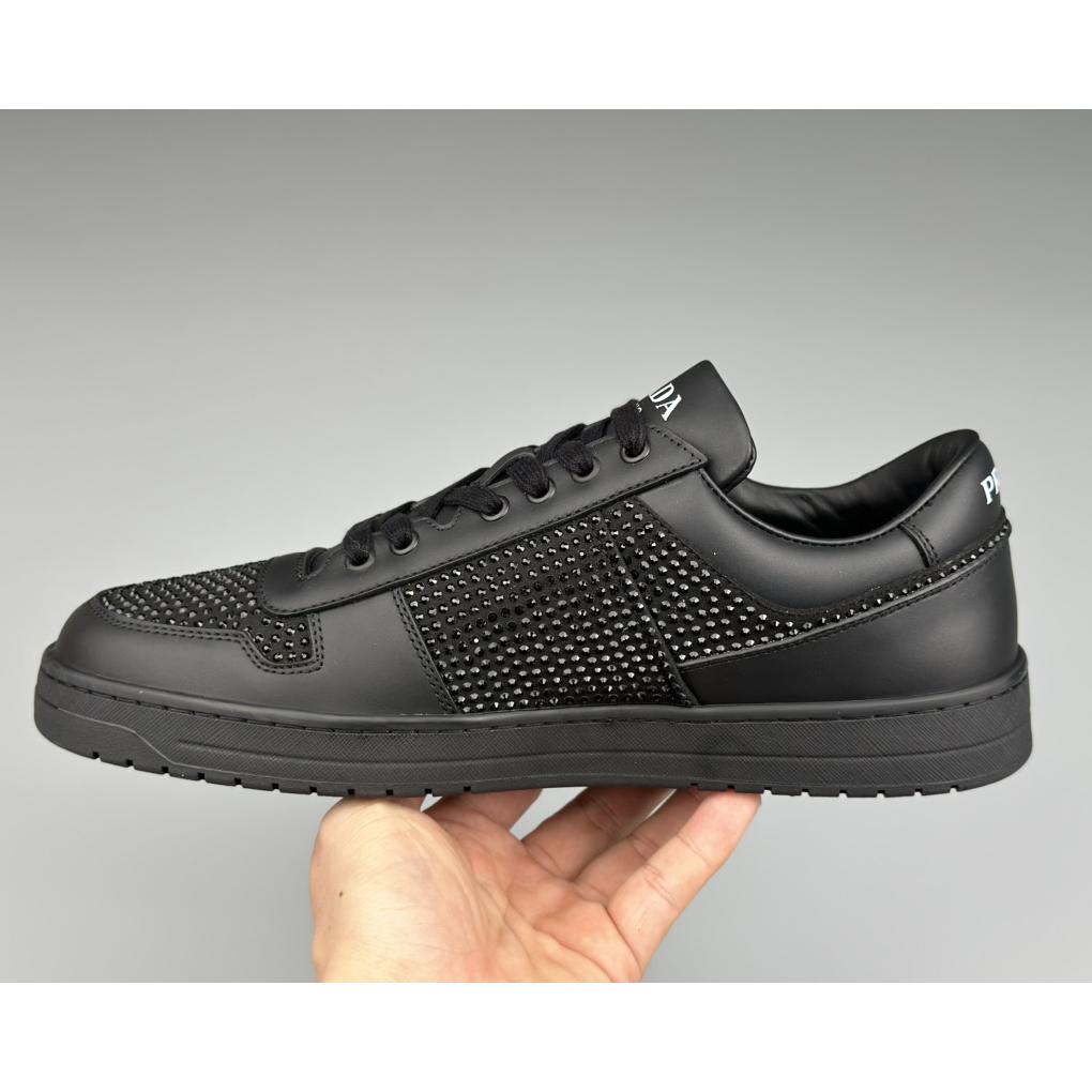 Prada Leather Sneakers With Crystals - DesignerGu