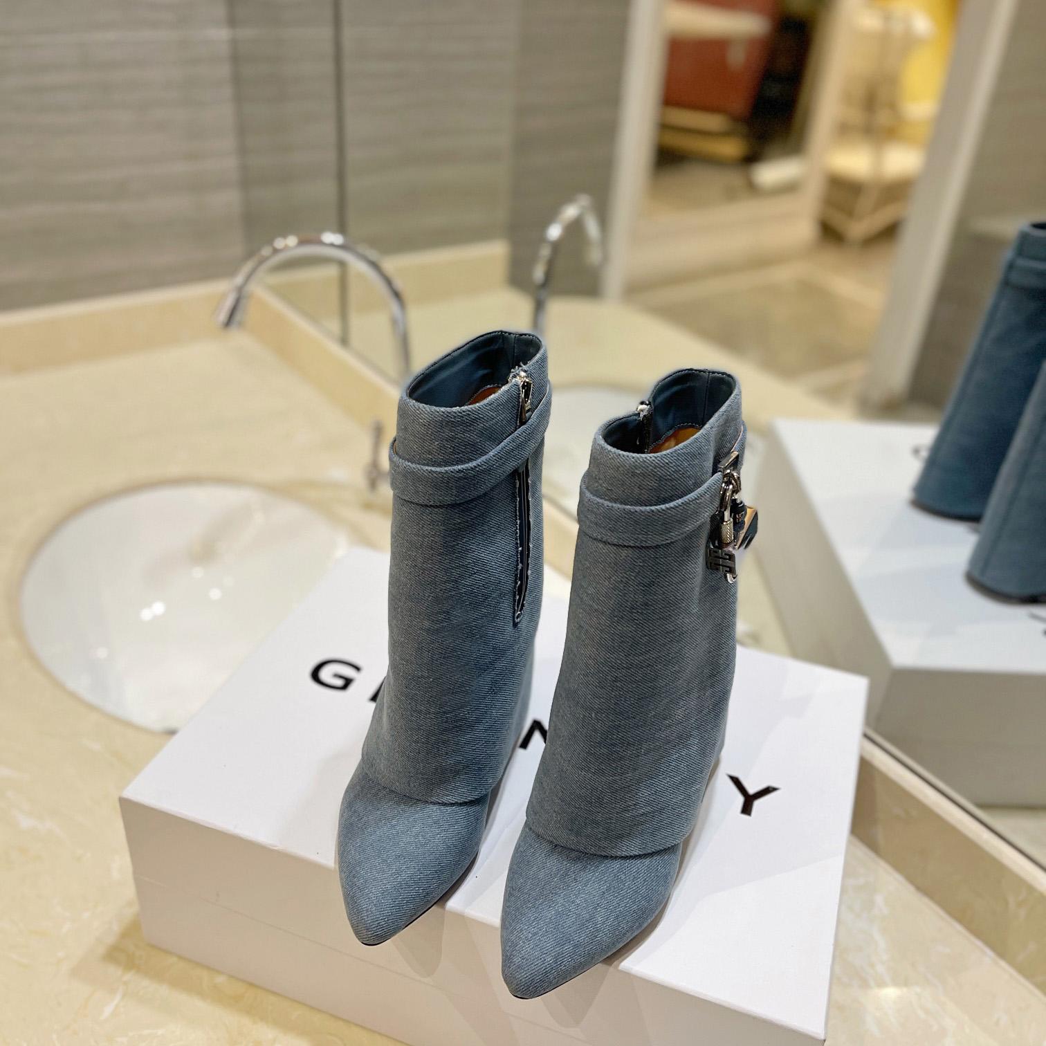 Givenchy Shark Lock Ankle Boots In Denim - DesignerGu