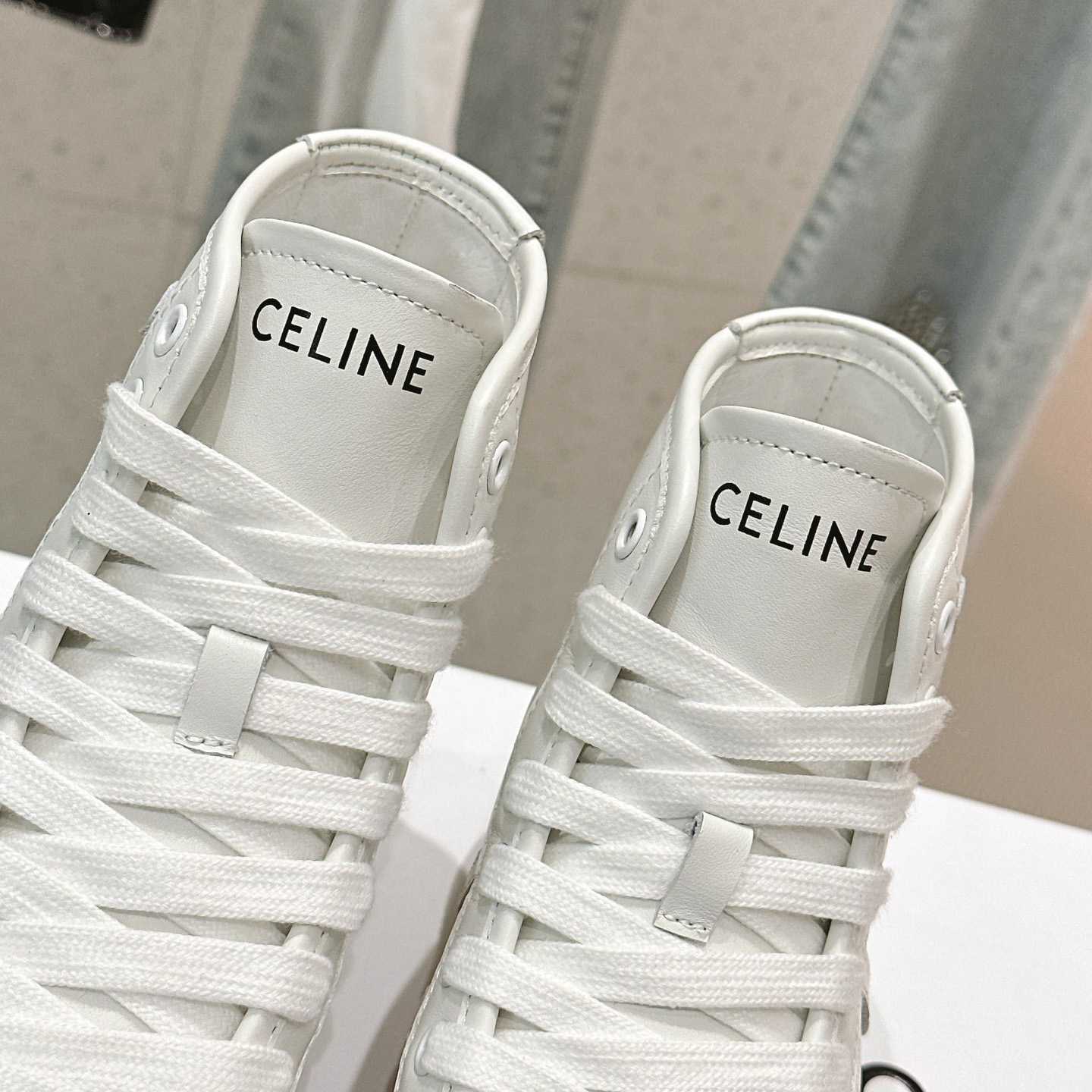 Celine AS-02 Mid Low Lace-up Celine Alan Sneakers With Triomphe Patch In Calfskin - DesignerGu