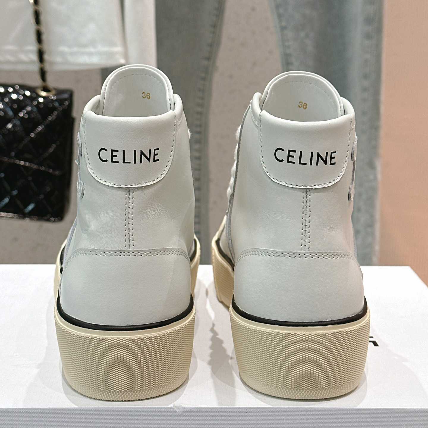 Celine AS-02 Mid Low Lace-up Celine Alan Sneakers With Triomphe Patch In Calfskin - DesignerGu