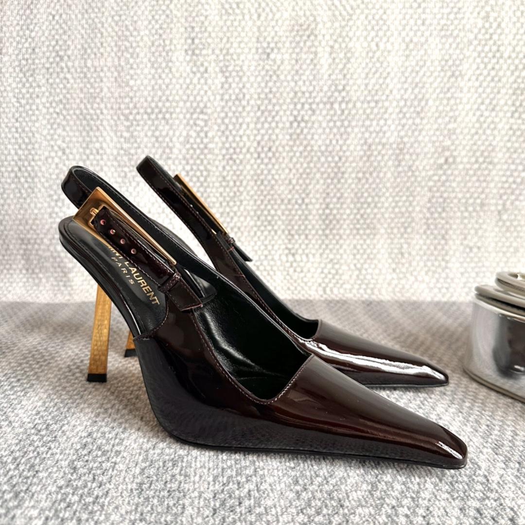 Saint Laurent Lee Slingback Pumps In Patent Leather - DesignerGu