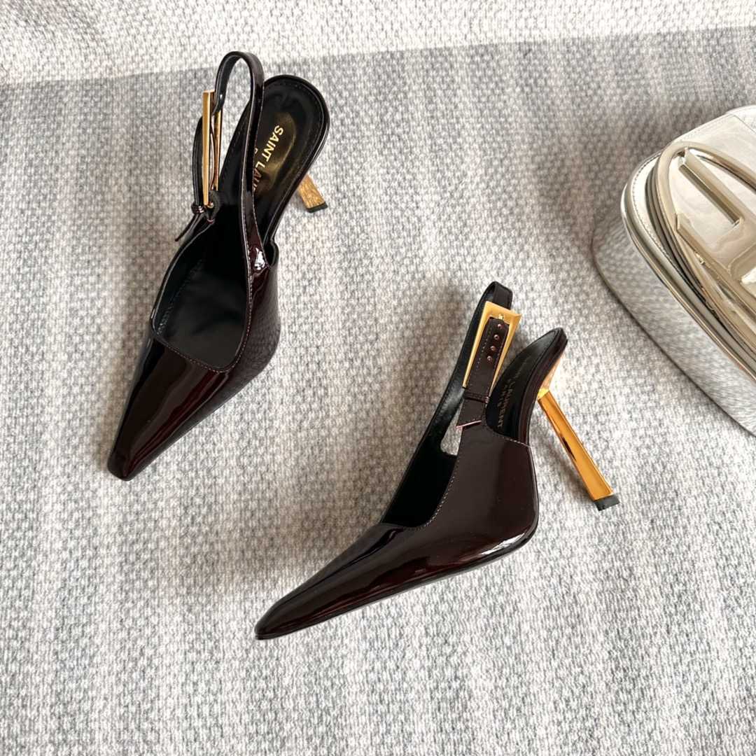 Saint Laurent Lee Slingback Pumps In Patent Leather - DesignerGu