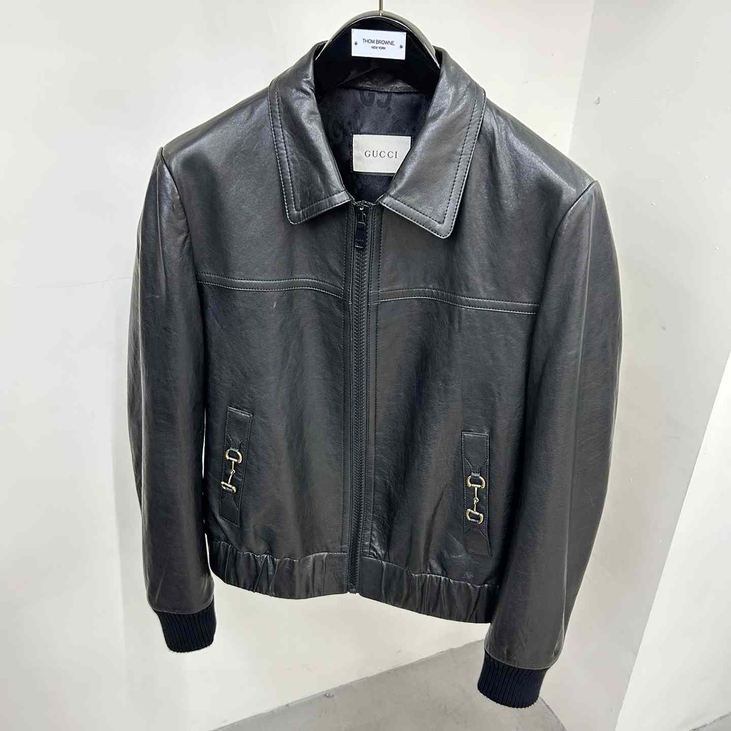 Gucci Leather Bomber Jacket - DesignerGu