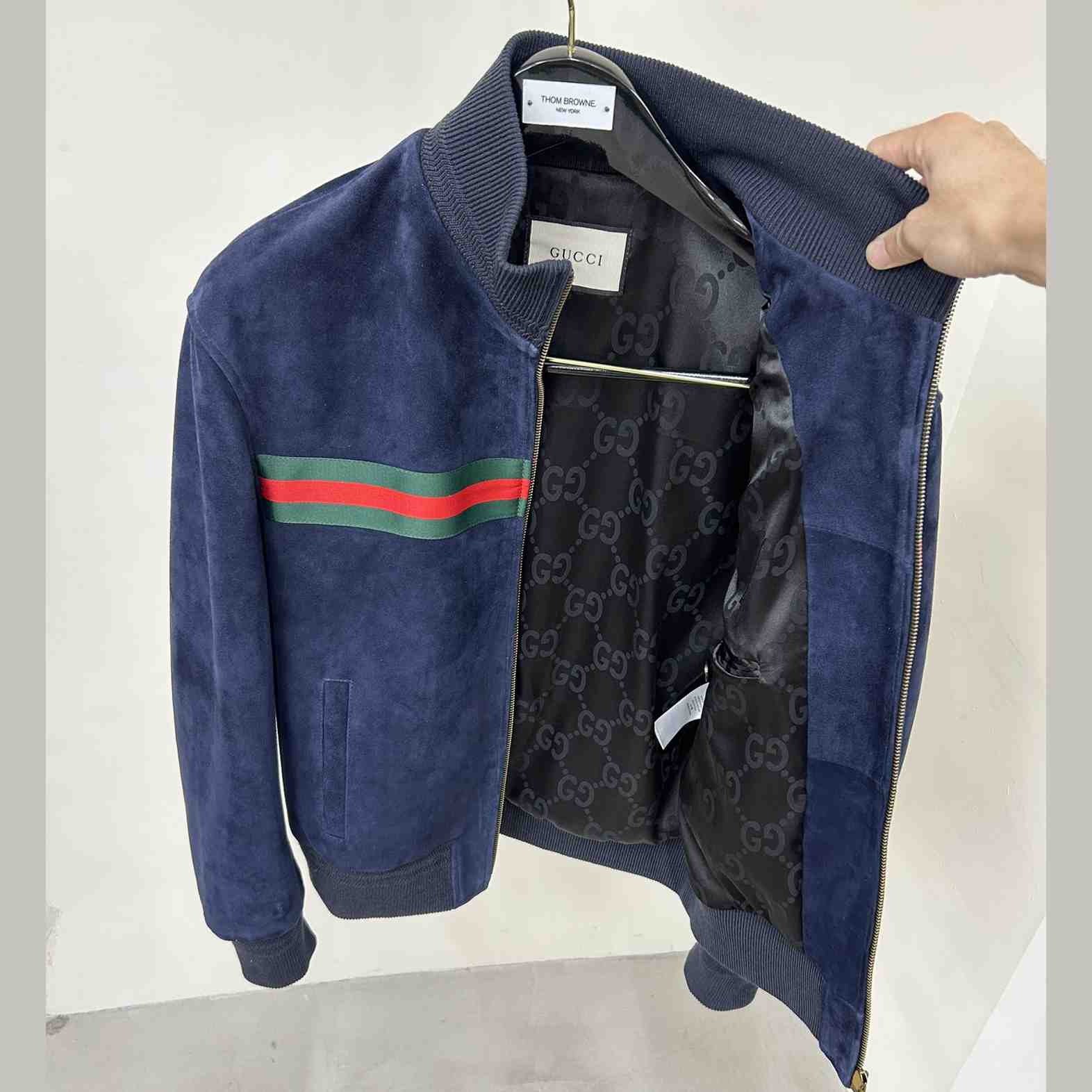 Gucci Suede Bomber Jacket - DesignerGu