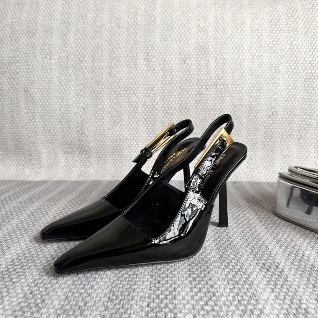 Saint Laurent Lee Slingback Pumps In Patent Leather - DesignerGu