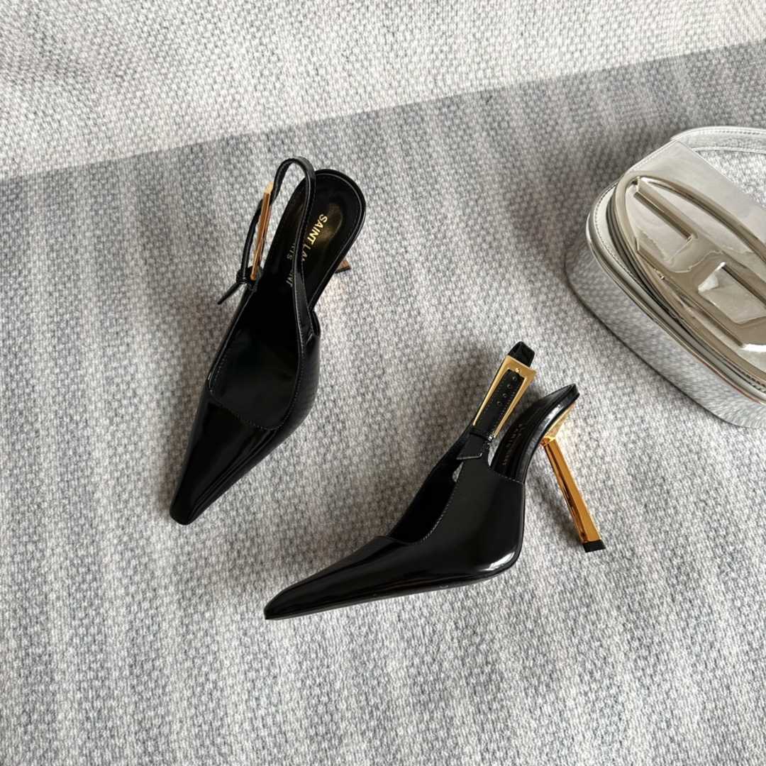 Saint Laurent Lee Slingback Pumps In Glazed Leather - DesignerGu