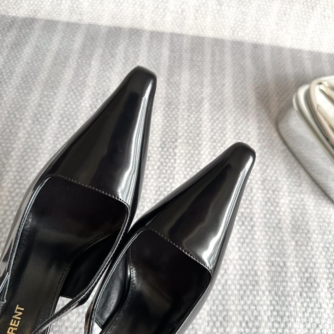 Saint Laurent Lee Slingback Pumps In Glazed Leather - DesignerGu