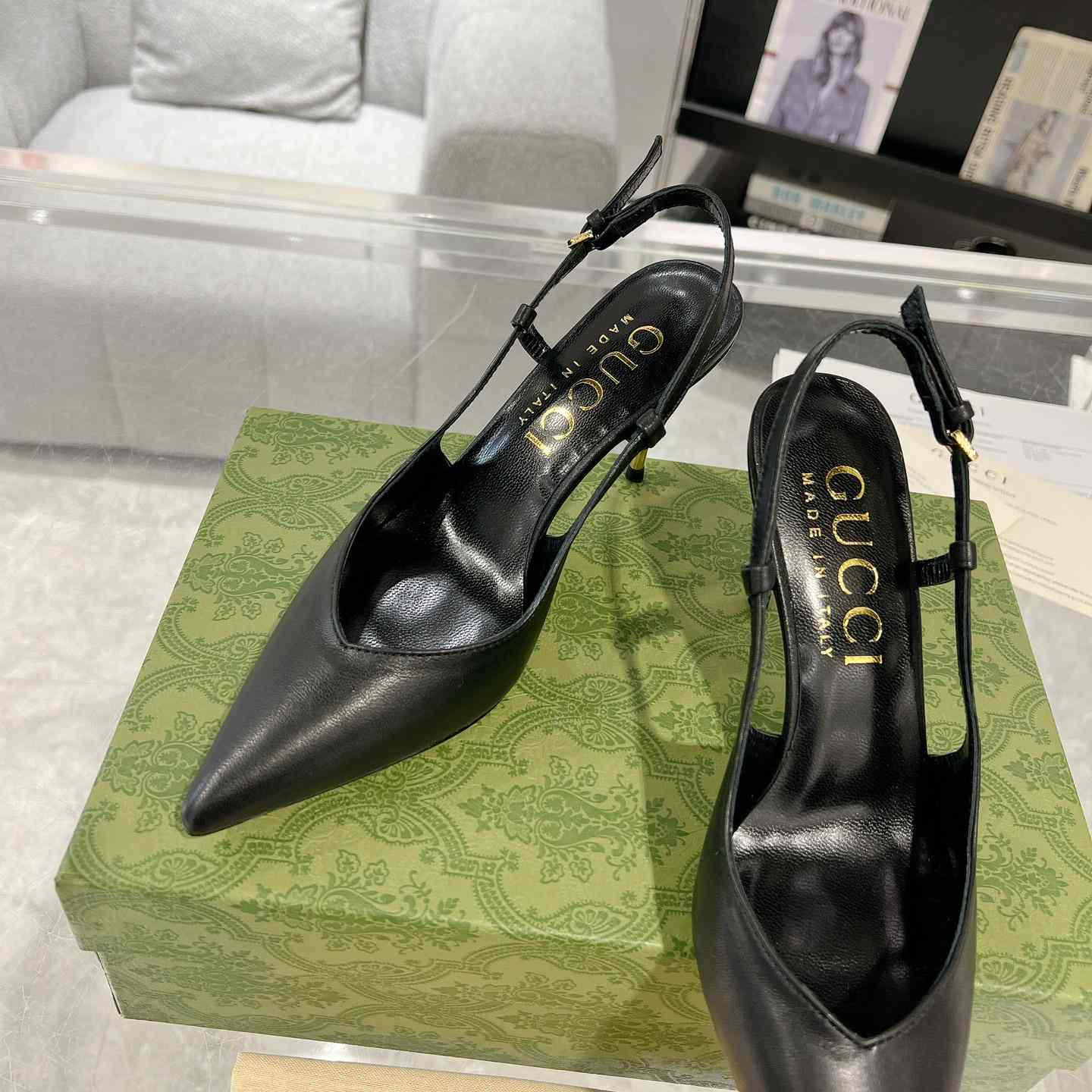 Gucci Women's Slingback Heeled Pump - DesignerGu