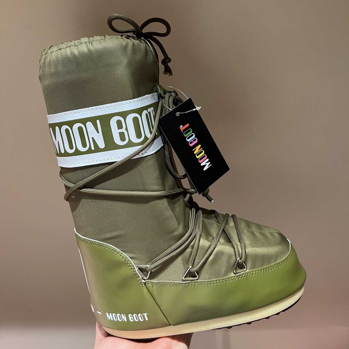 Moon Boot Icon Junior Khaki Nylon Boots - DesignerGu