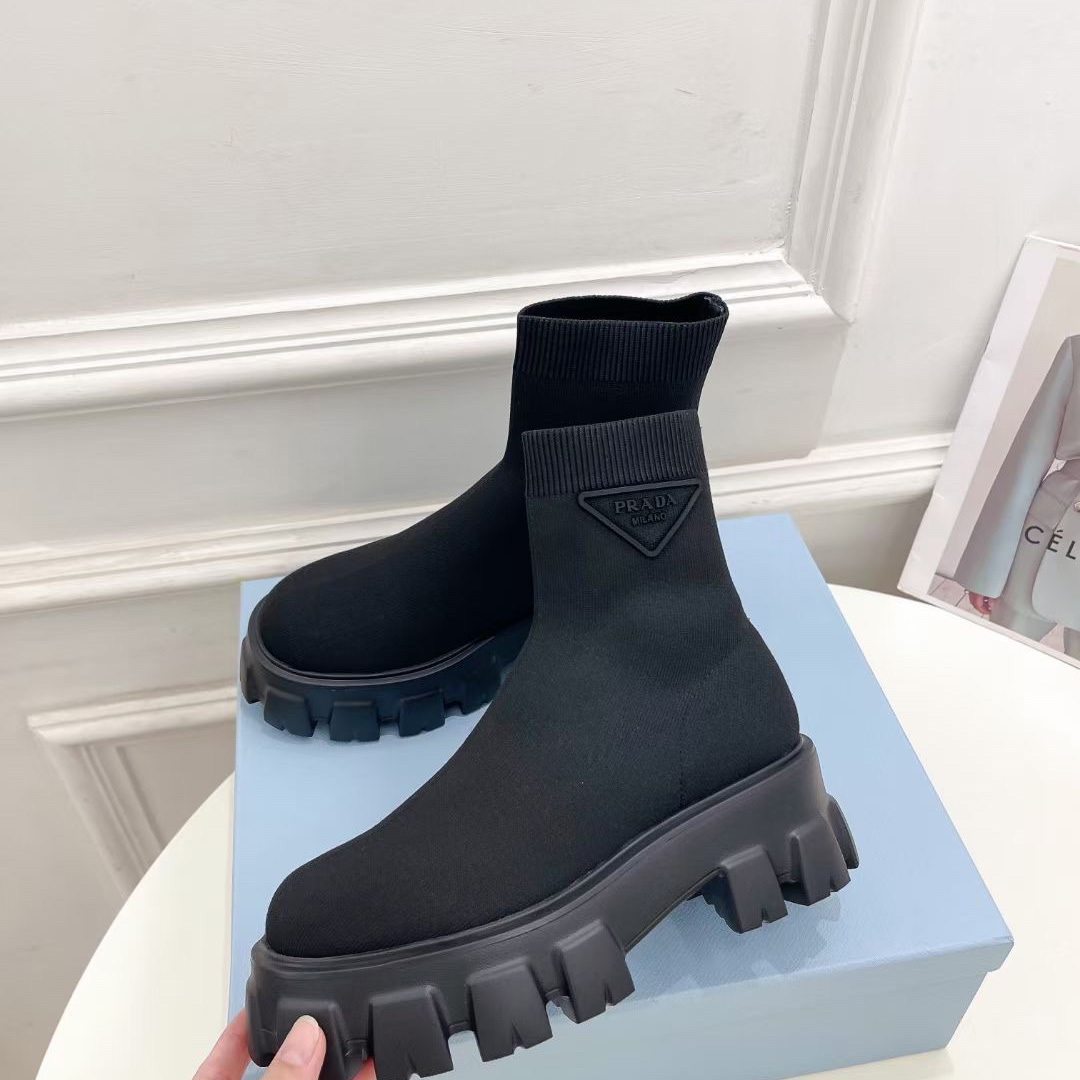 Prada Monolith Knit Booties - DesignerGu