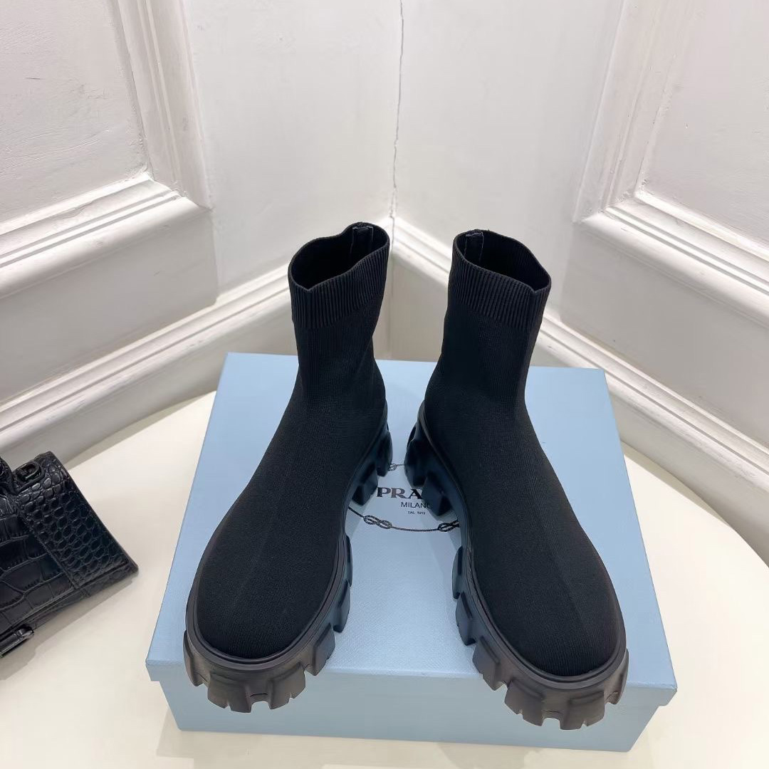 Prada Monolith Knit Booties - DesignerGu