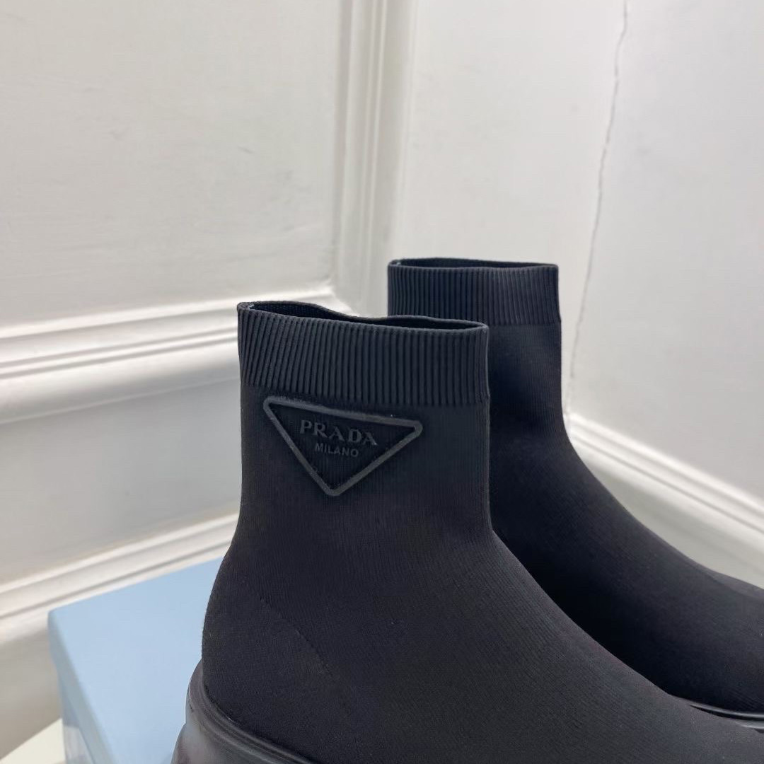 Prada Monolith Knit Booties - DesignerGu