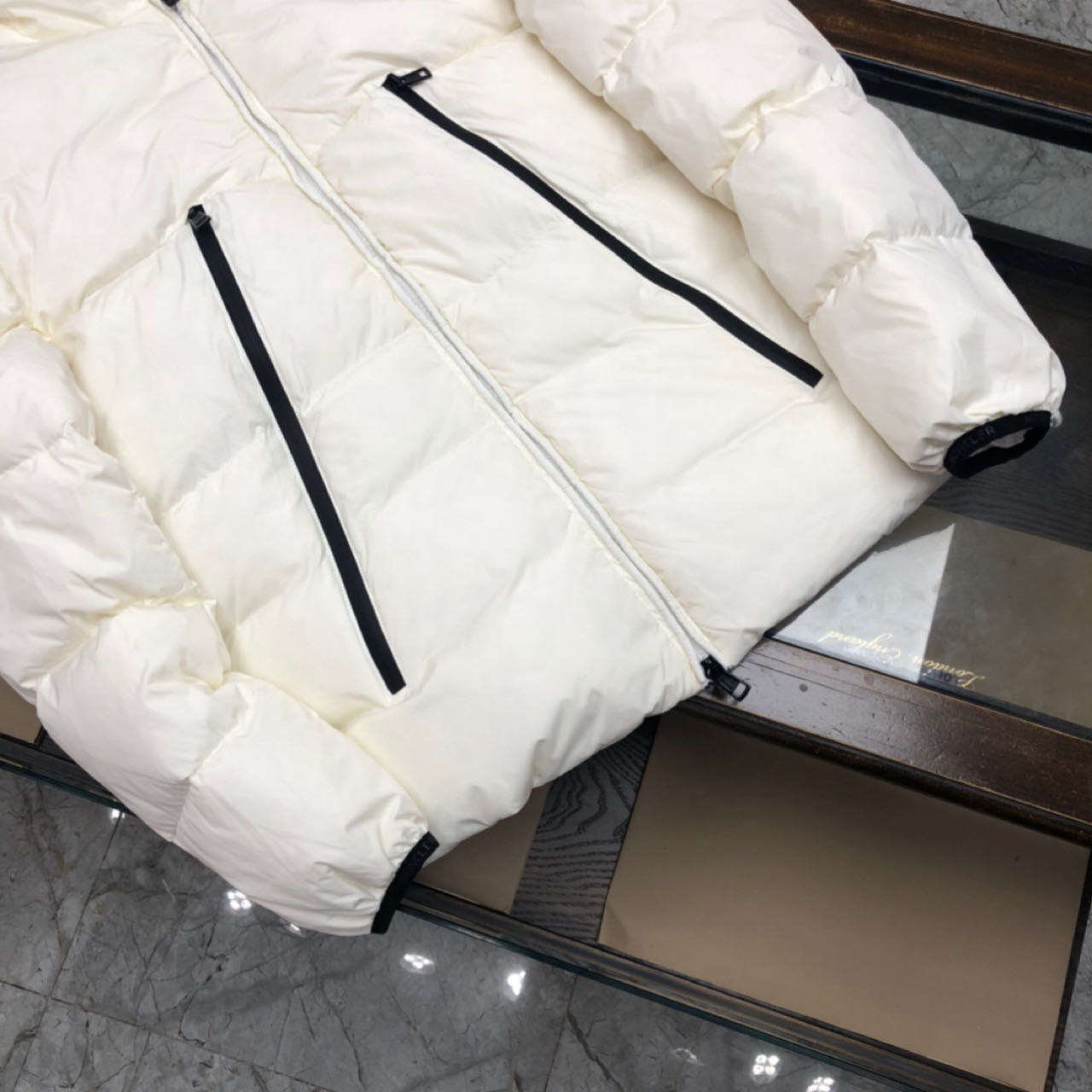 Moncler White Down Montcla Jacket - DesignerGu