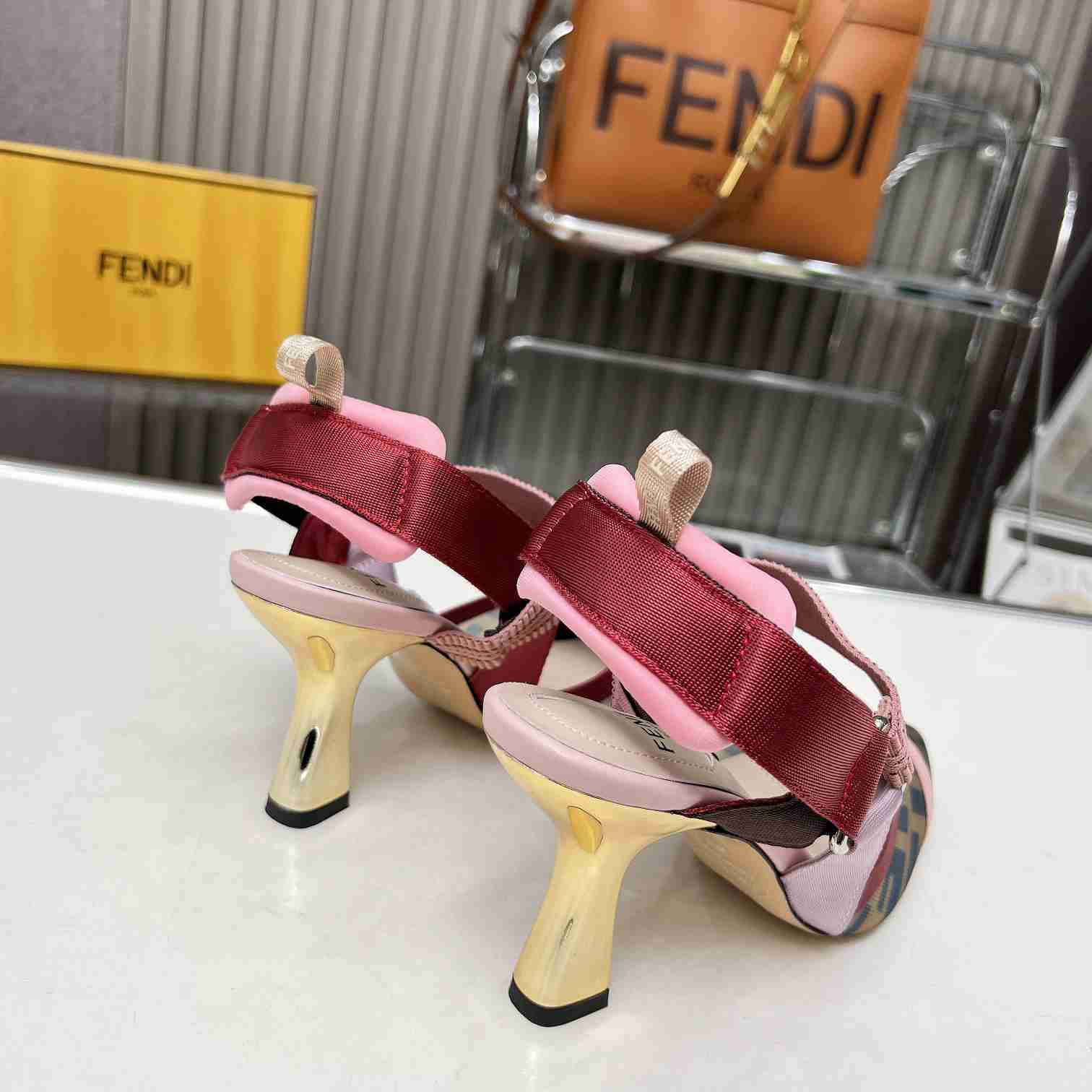 Fendi Colibrì Brown Mesh High-heeled Slingbacks - DesignerGu