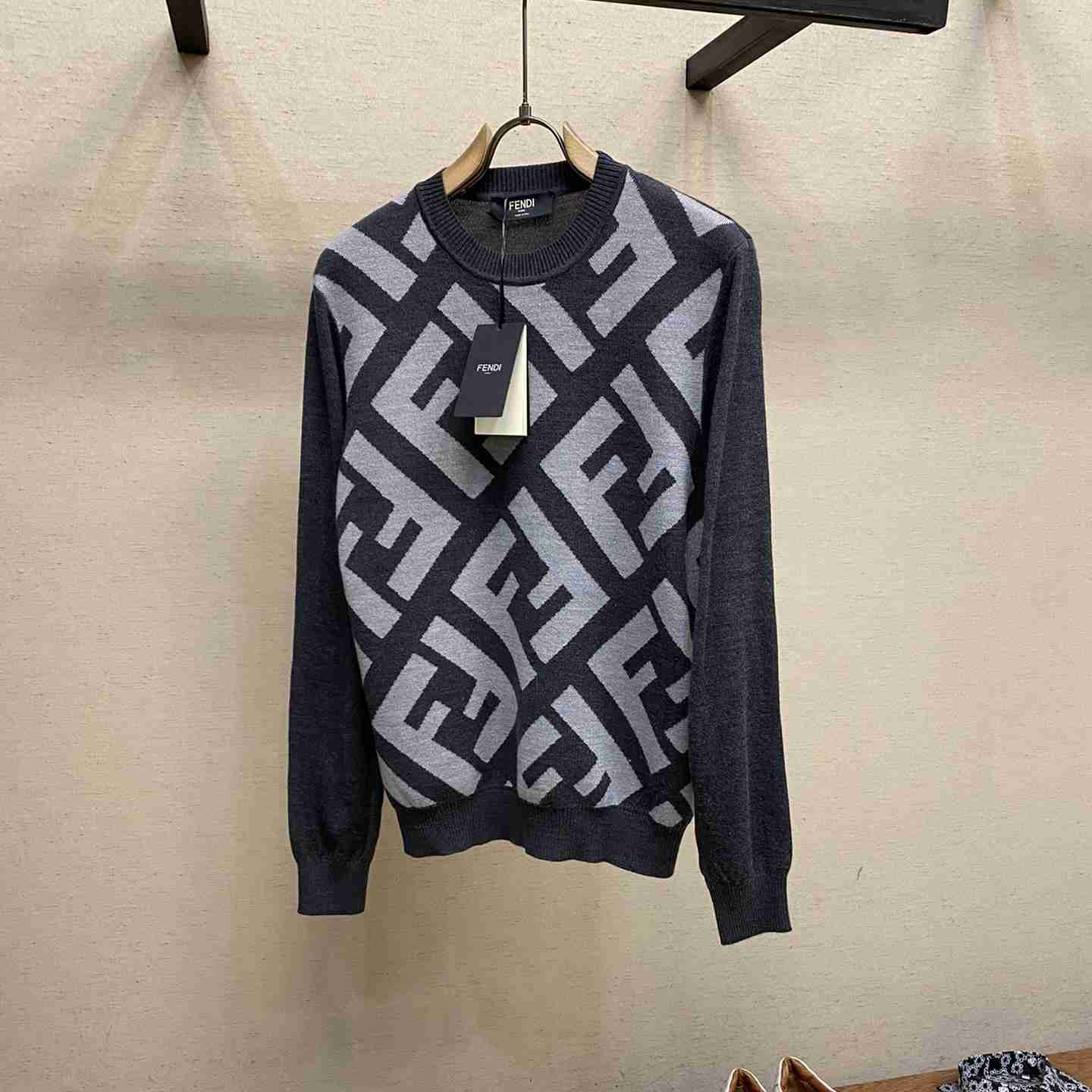 Fendi Gray Wool Sweater - DesignerGu