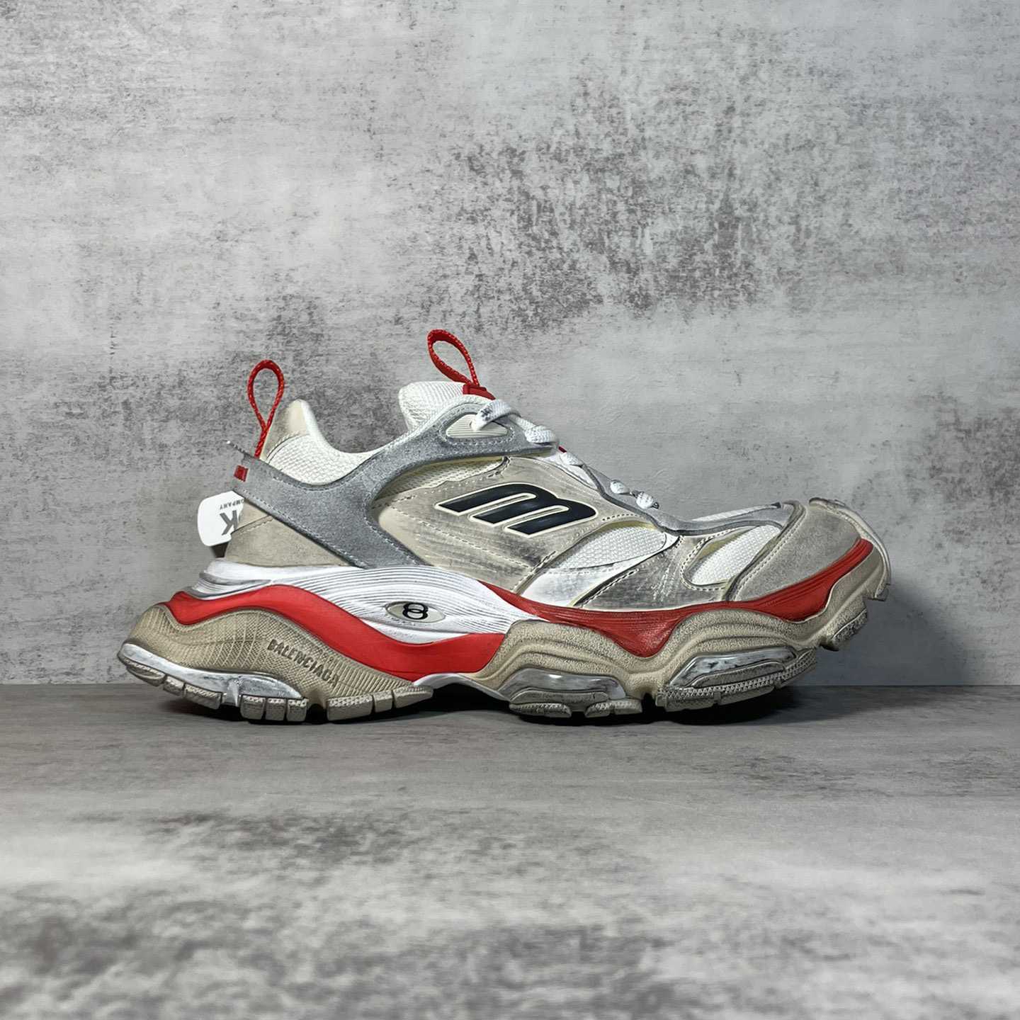 Balenciaga Cargo Sneaker In Beige, Grey And Red - DesignerGu